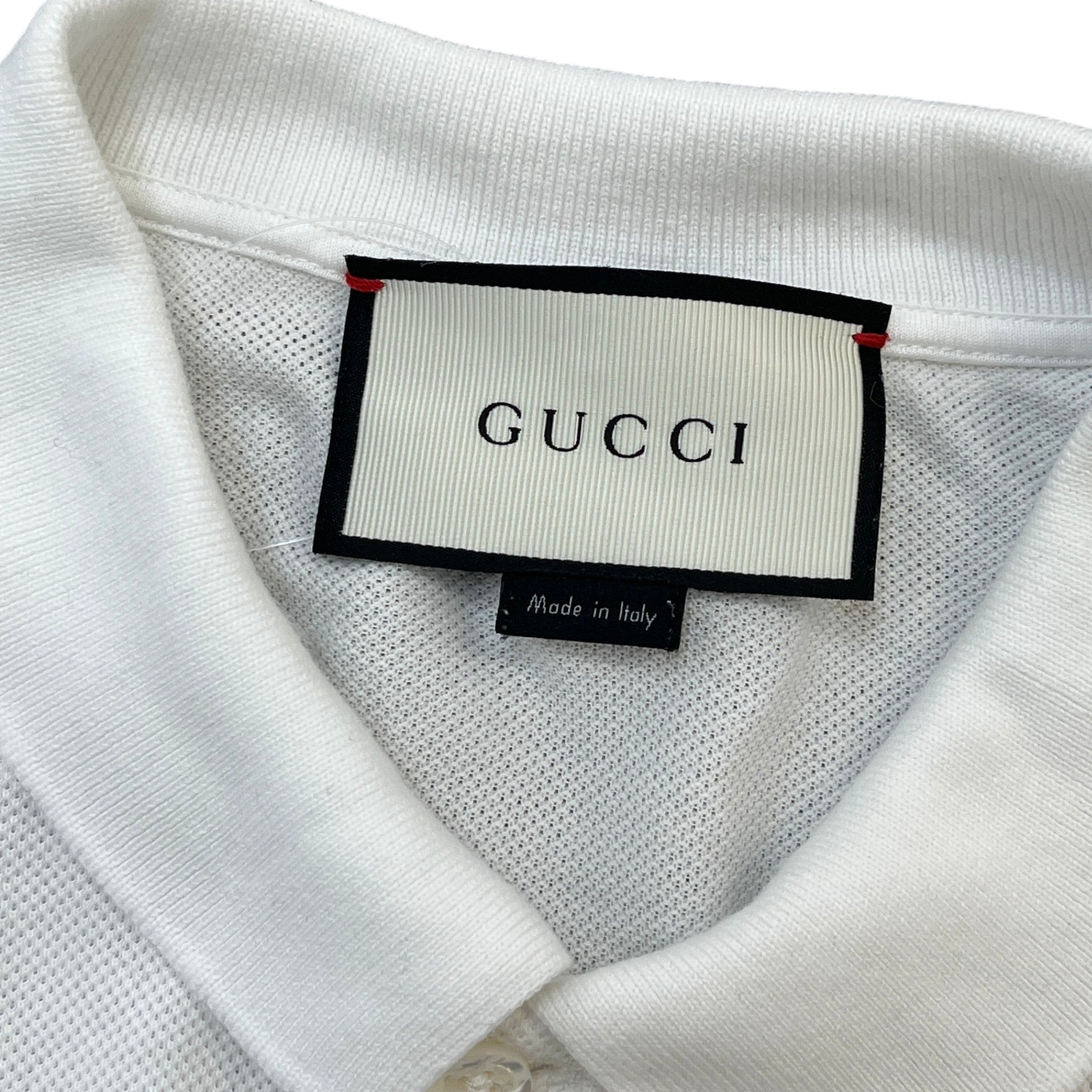 Men's Embroidered Logo Polo Shirt White Size M