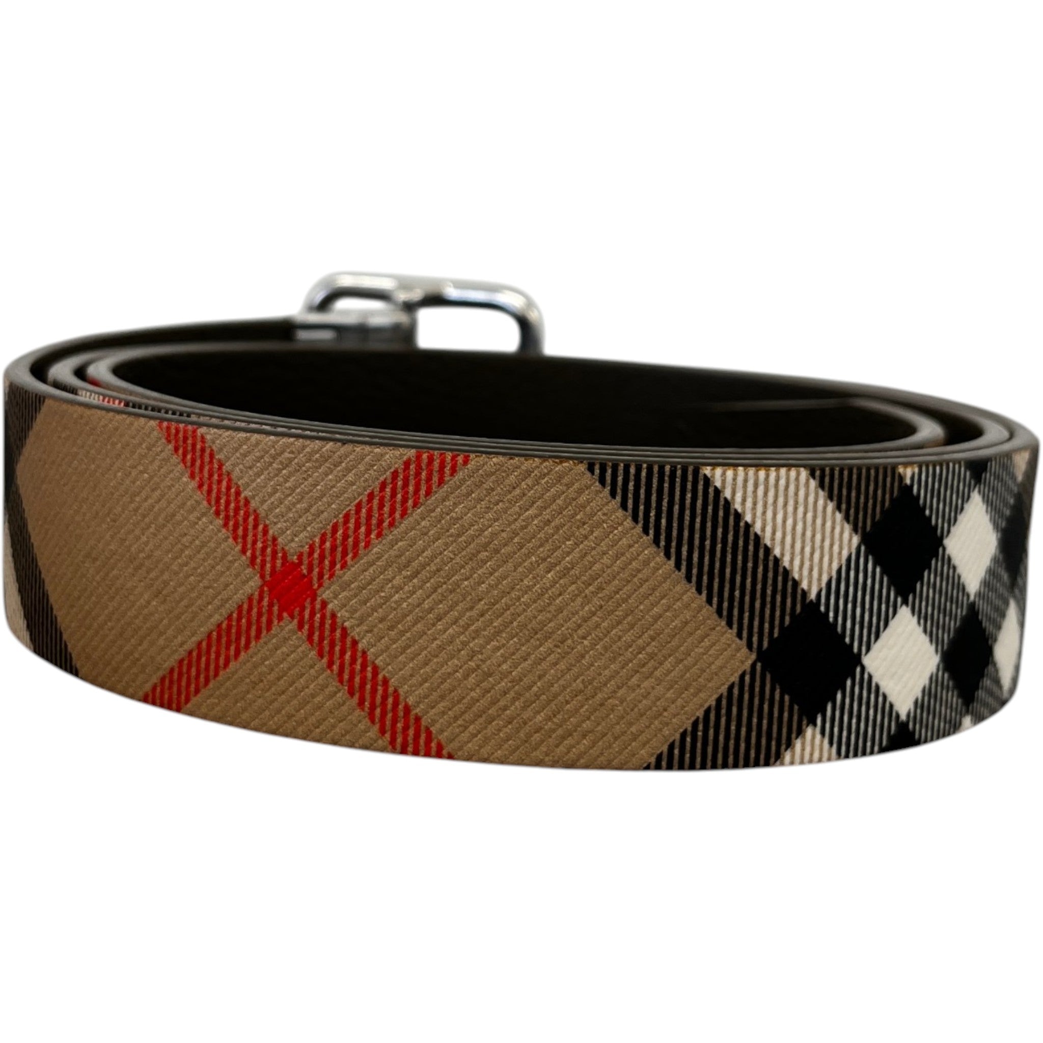 Men's Reversible Check B Buckle Belt Brown Size Waist 36"