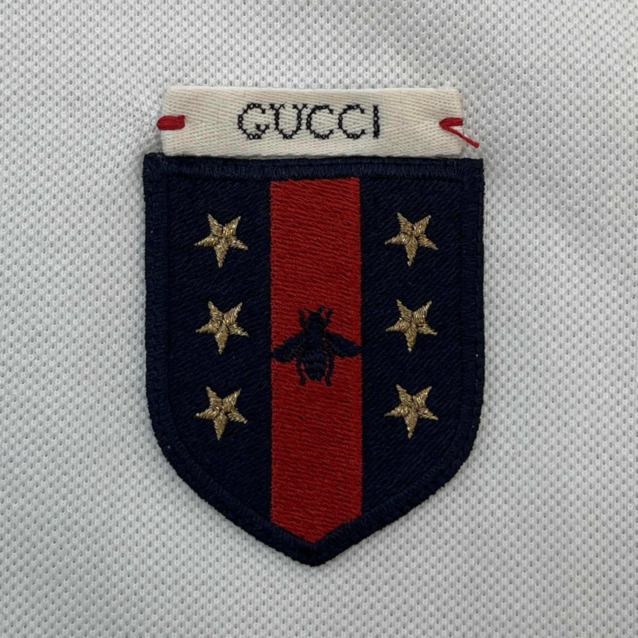 Men's Embroidered Logo Polo Shirt White Size M