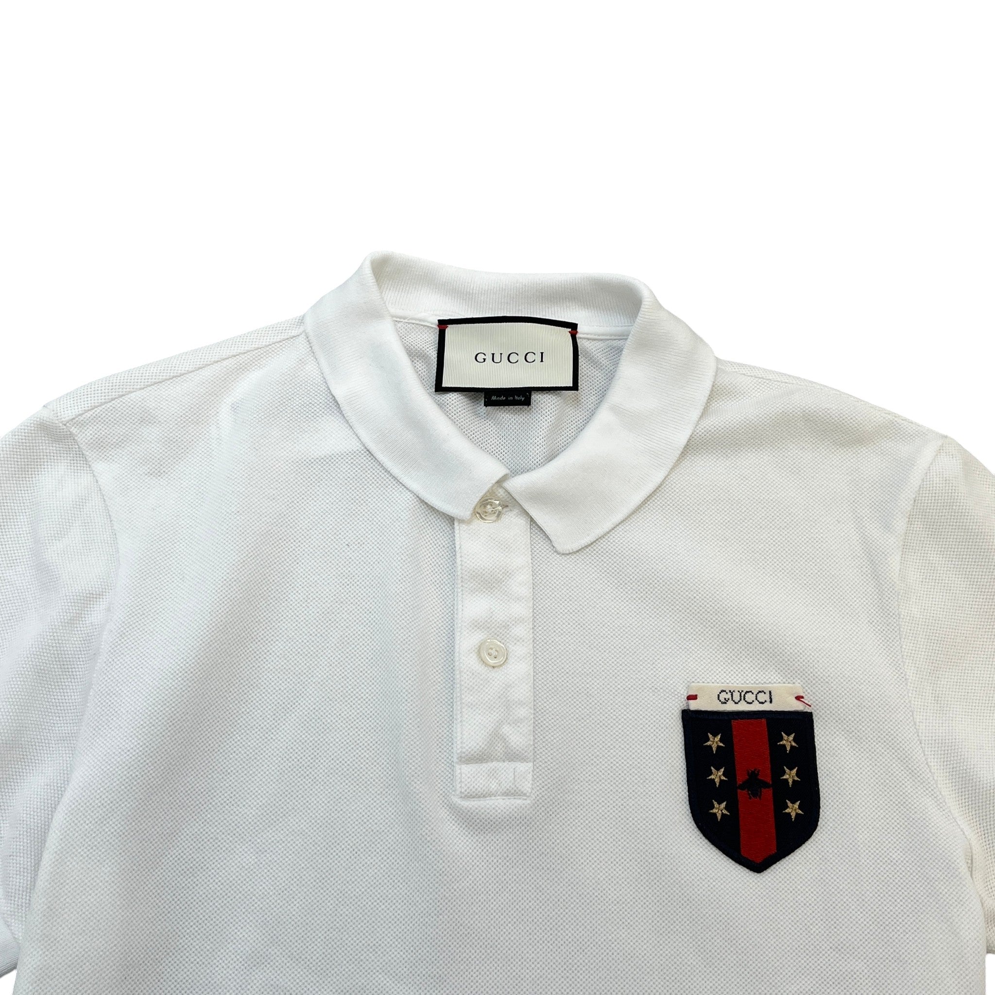 Men's Embroidered Logo Polo Shirt White Size M