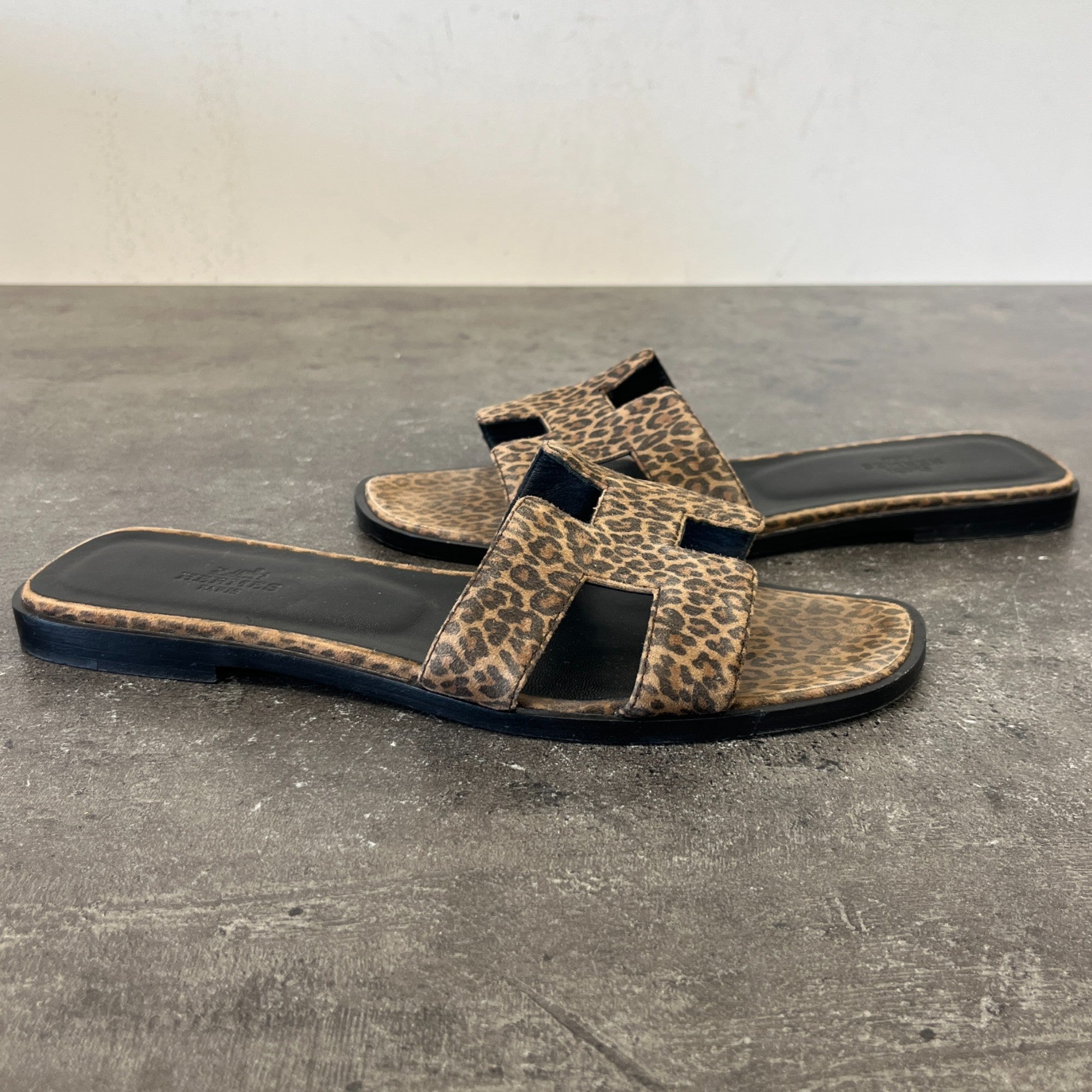 Women's Oran Velvet Leopard Print Slides Brown Size EU 37 / UK 4