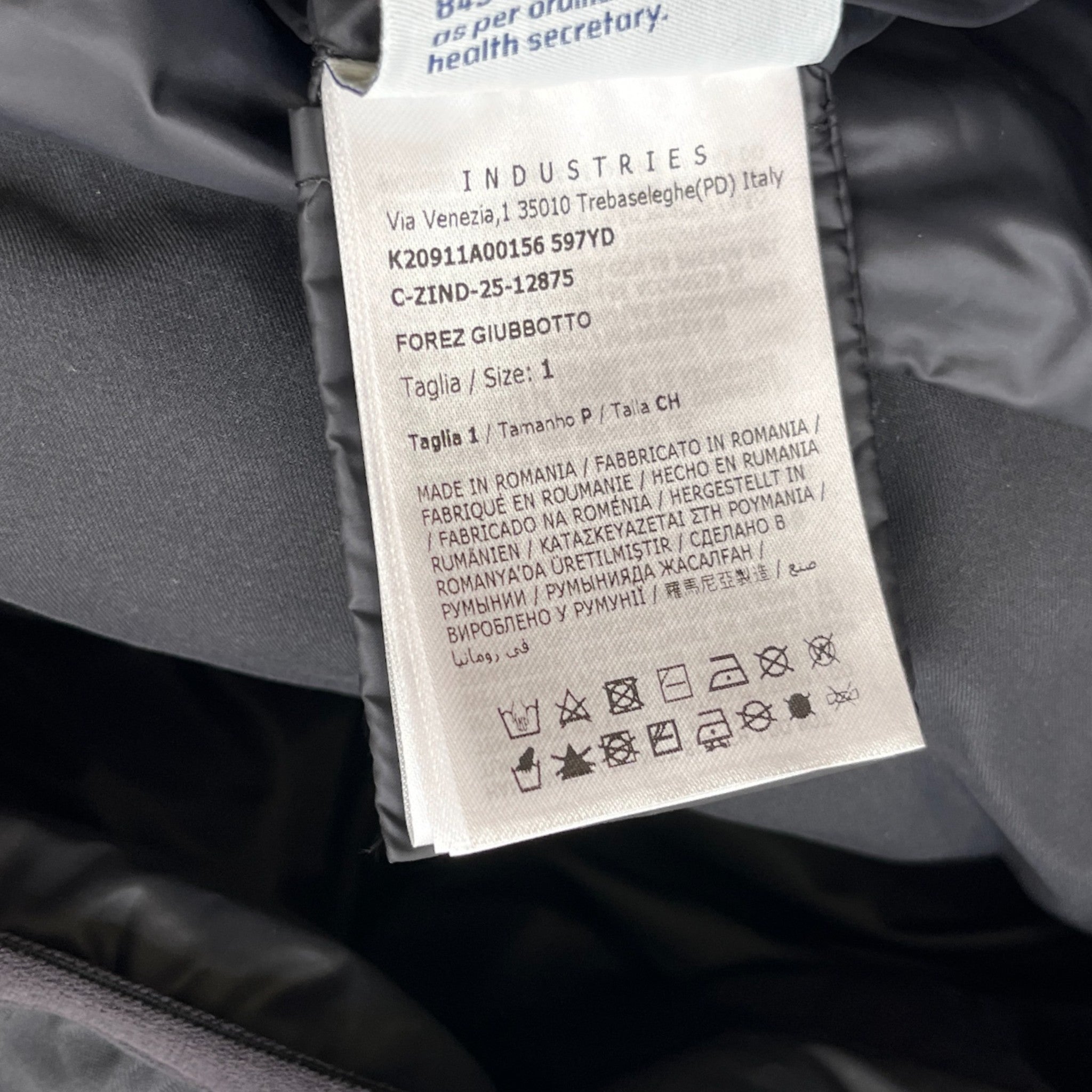 Men's Forez Down Jacket Black Size 1 / S