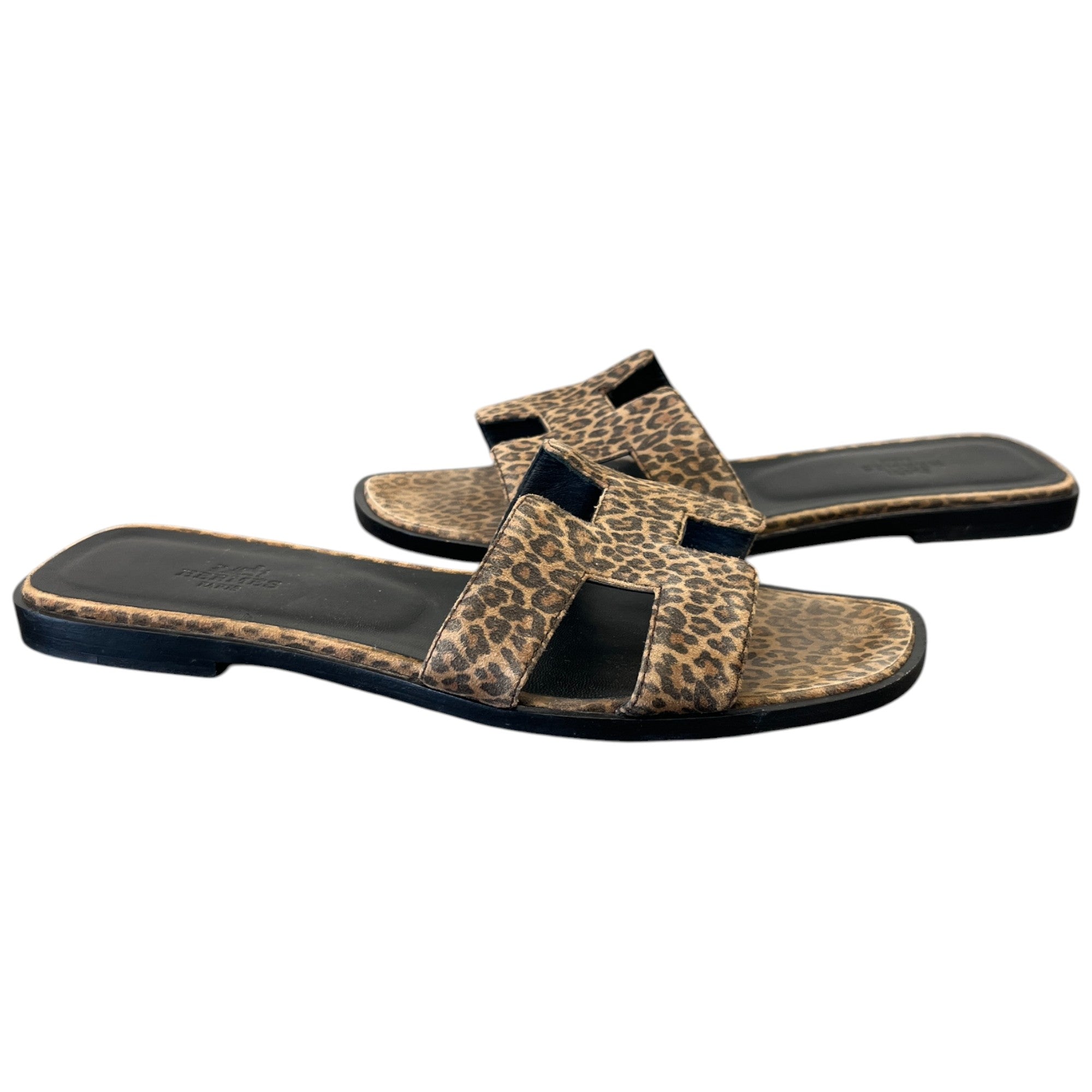 Women's Oran Velvet Leopard Print Slides Brown Size EU 37 / UK 4