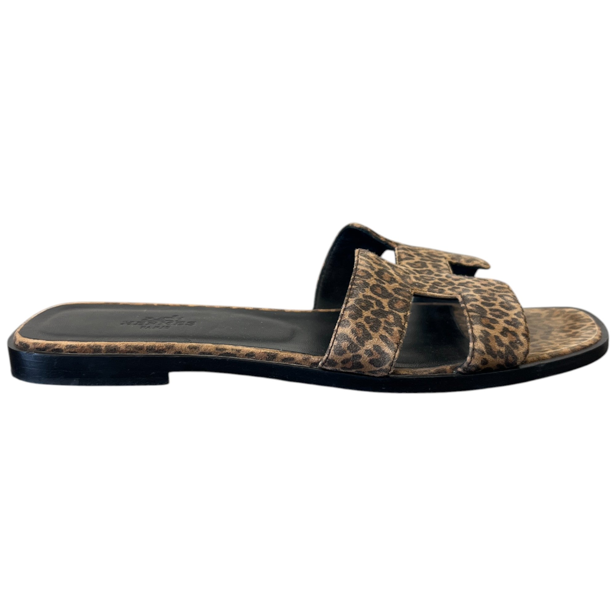 Women's Oran Velvet Leopard Print Slides Brown Size EU 37 / UK 4