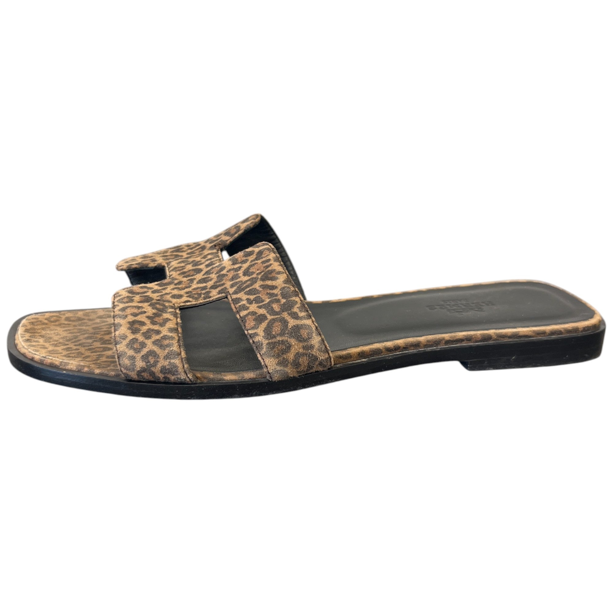 Women's Oran Velvet Leopard Print Slides Brown Size EU 37 / UK 4