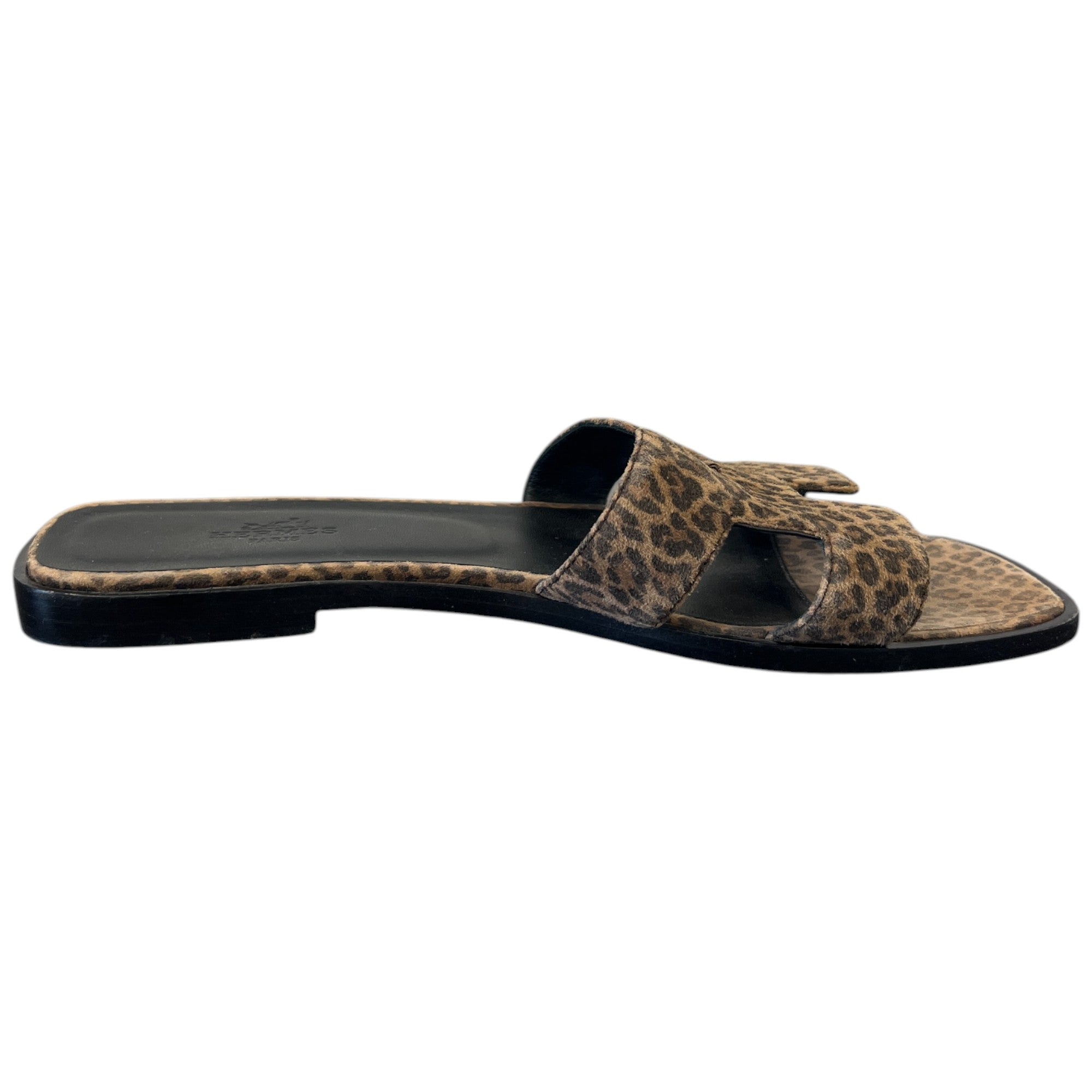 Women's Oran Velvet Leopard Print Slides Brown Size EU 37 / UK 4