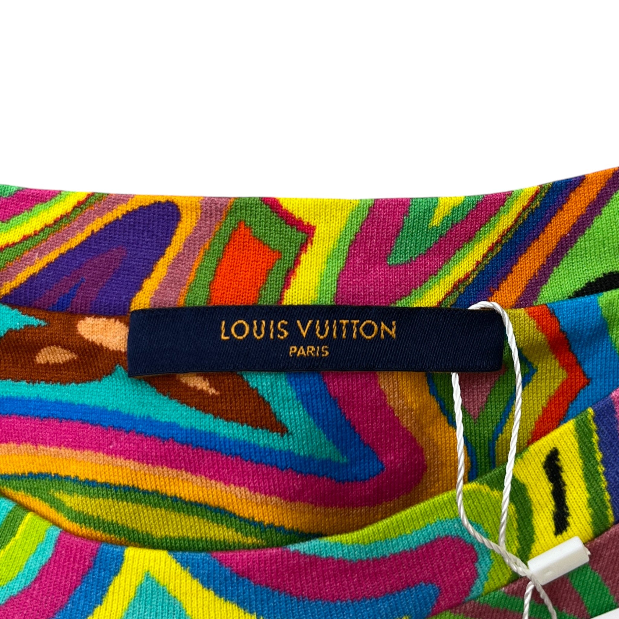 Men's Psychedelic Print Damier T-Shirt Blue Size M