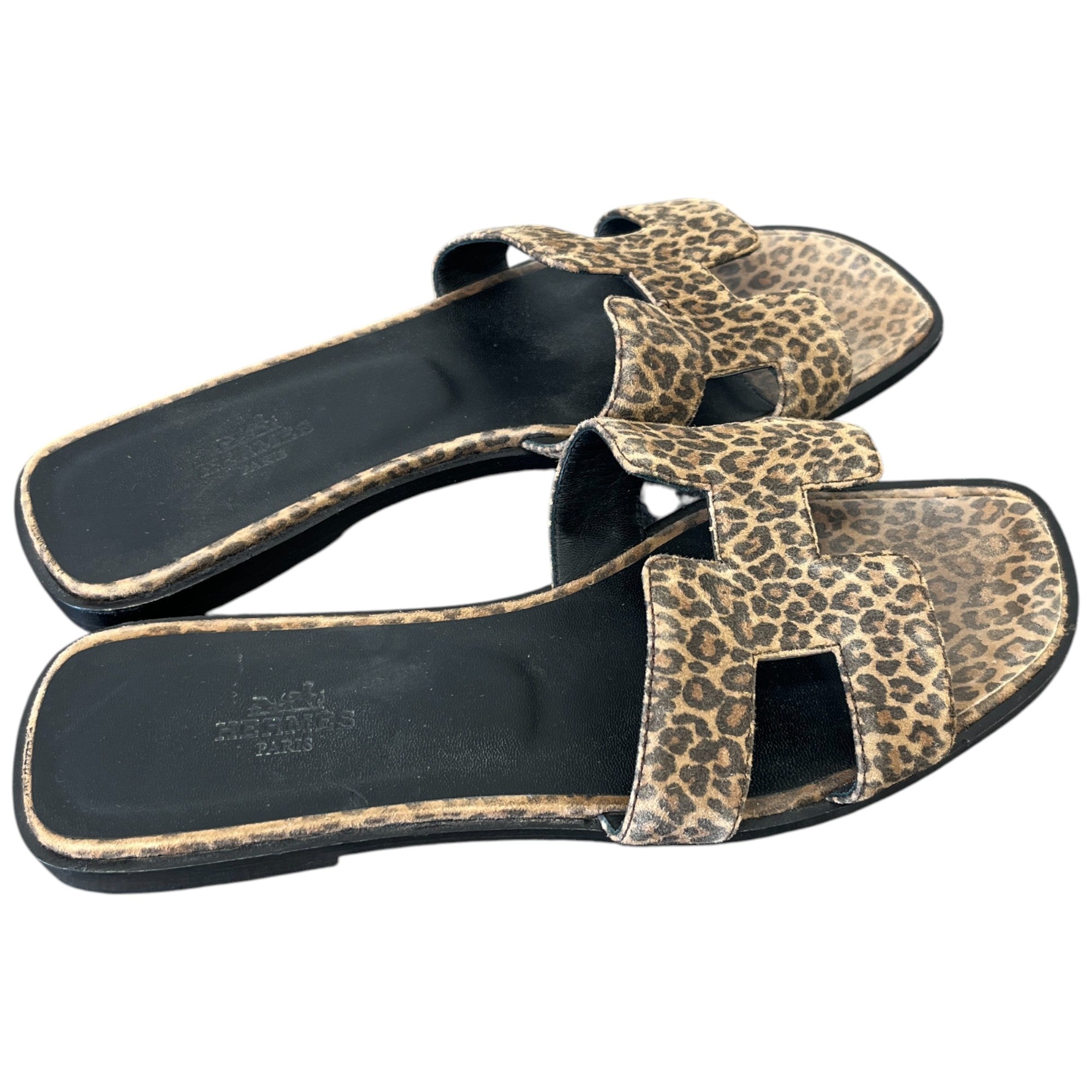 Women's Oran Velvet Leopard Print Slides Brown Size EU 37 / UK 4