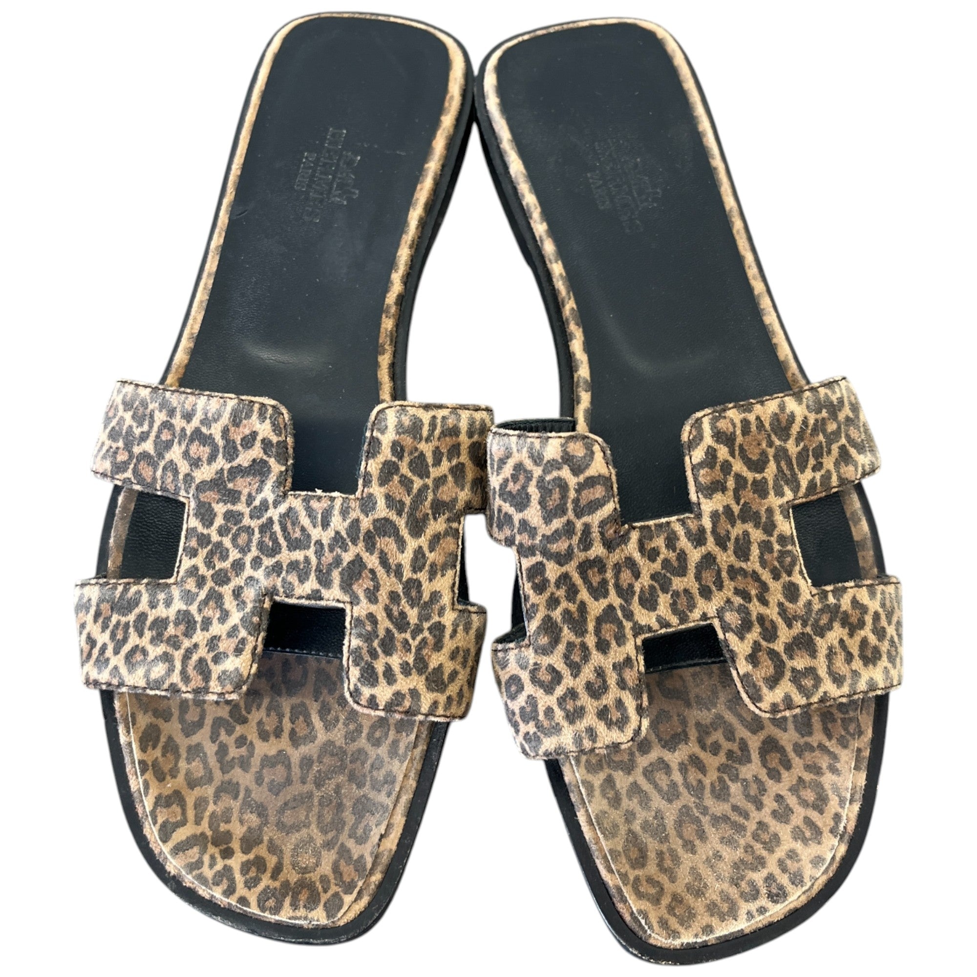 Women's Oran Velvet Leopard Print Slides Brown Size EU 37 / UK 4