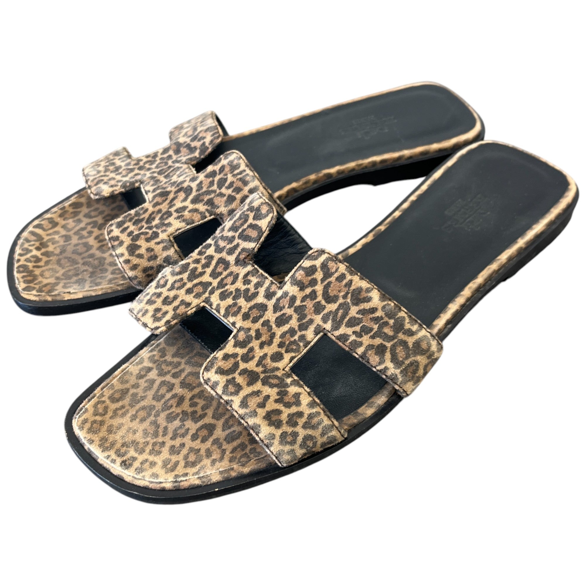 Women's Oran Velvet Leopard Print Slides Brown Size EU 37 / UK 4