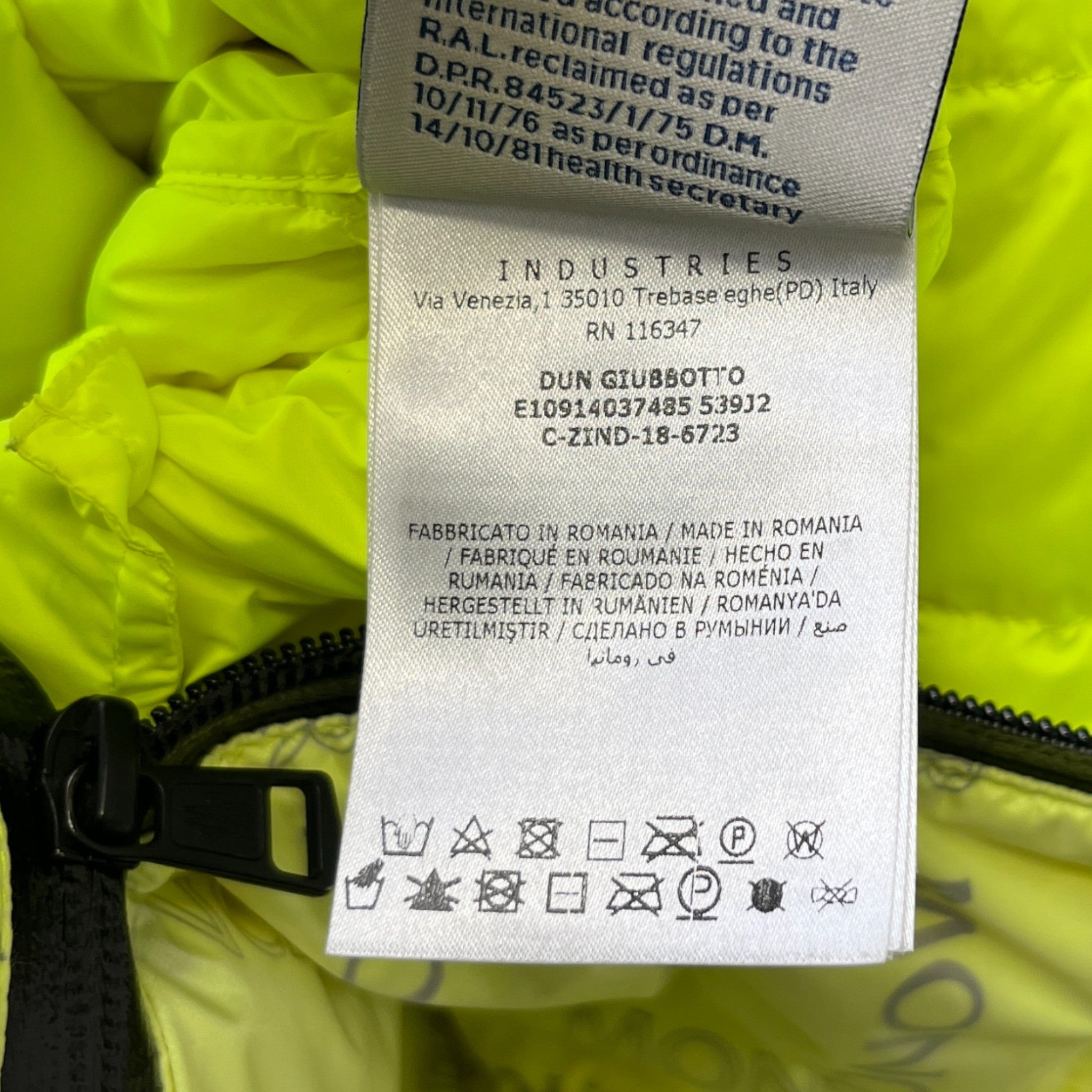 Men's Dun Down Jacket Yellow Size 6 / XXXL