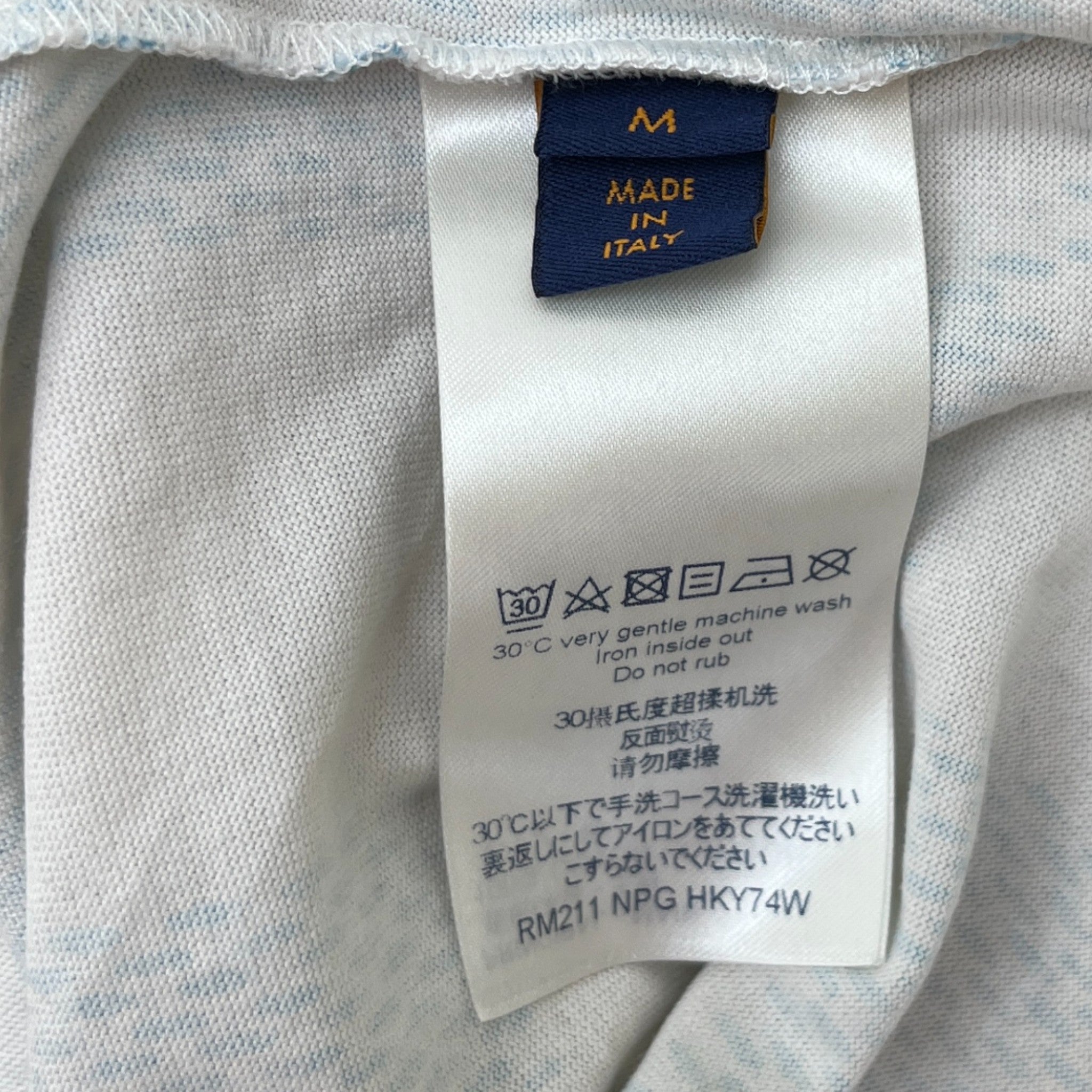 Men's Psychedelic Print Damier T-Shirt Blue Size M