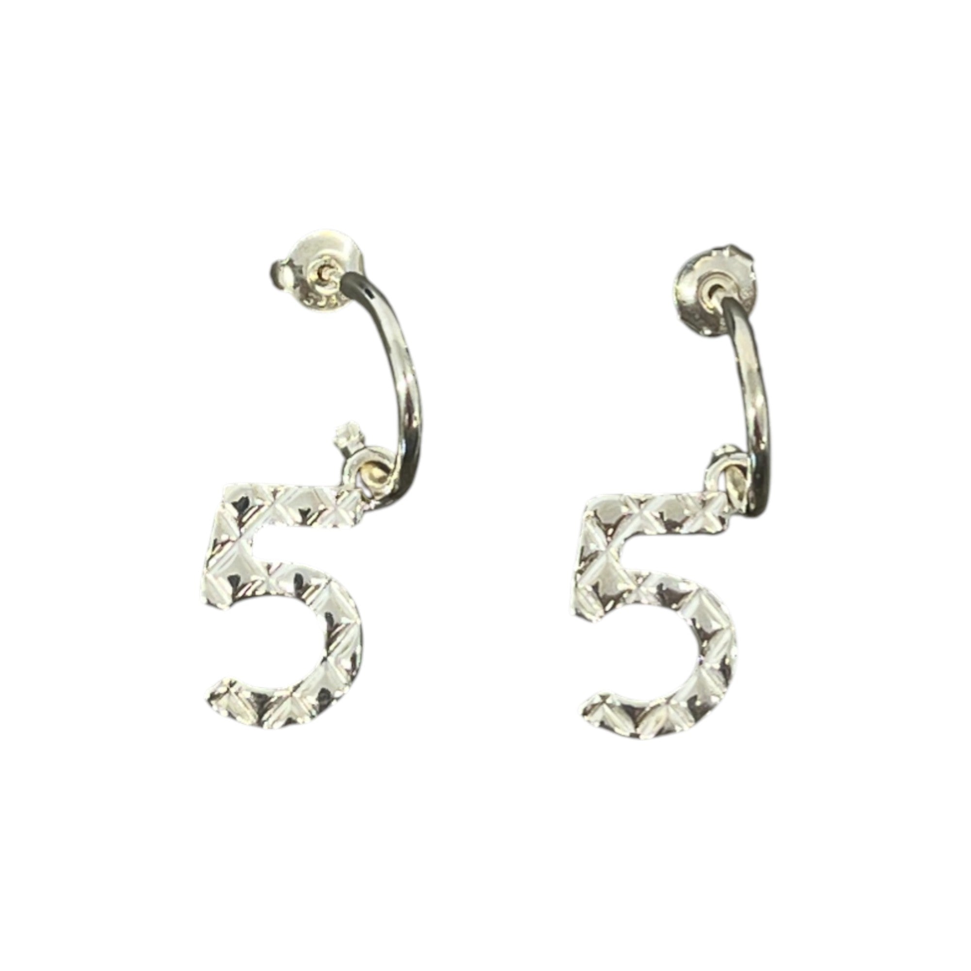 Women's Number 5 Earrings Silver