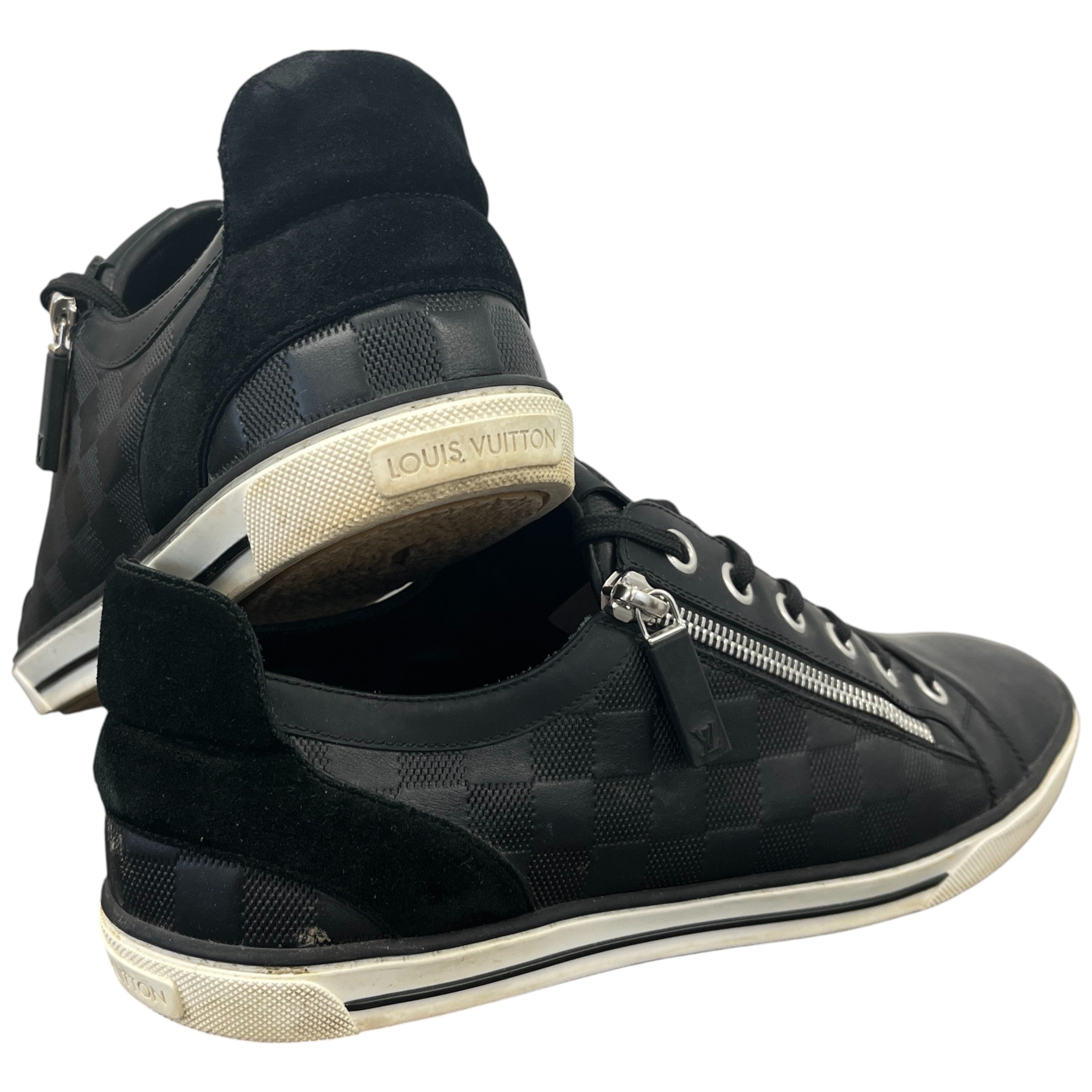 Men's Damier Challenge Zip Up Low Trainers Black Size EU 42.5 / UK 8.5