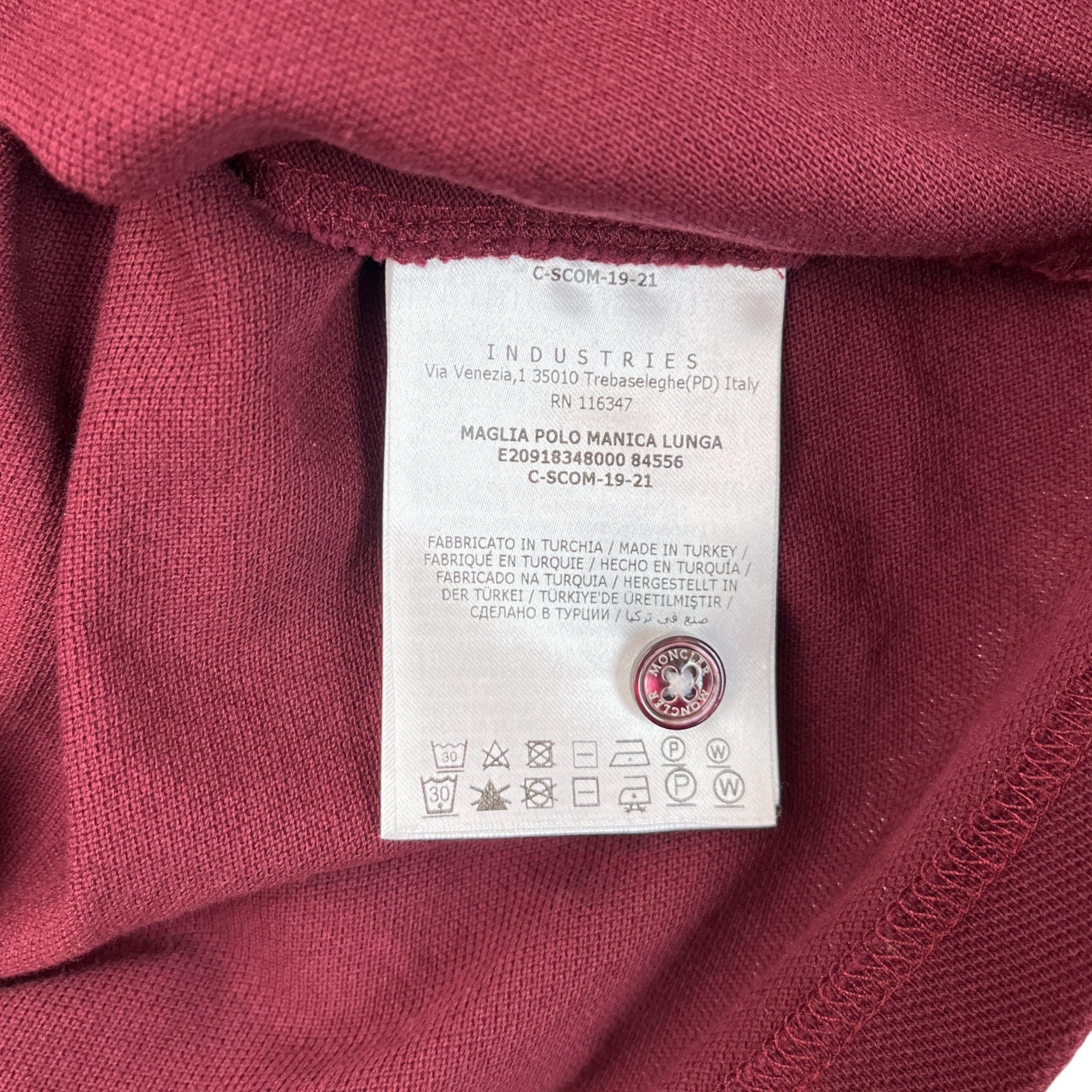 Men's Maglia Polo Shirt Burgundy Size M