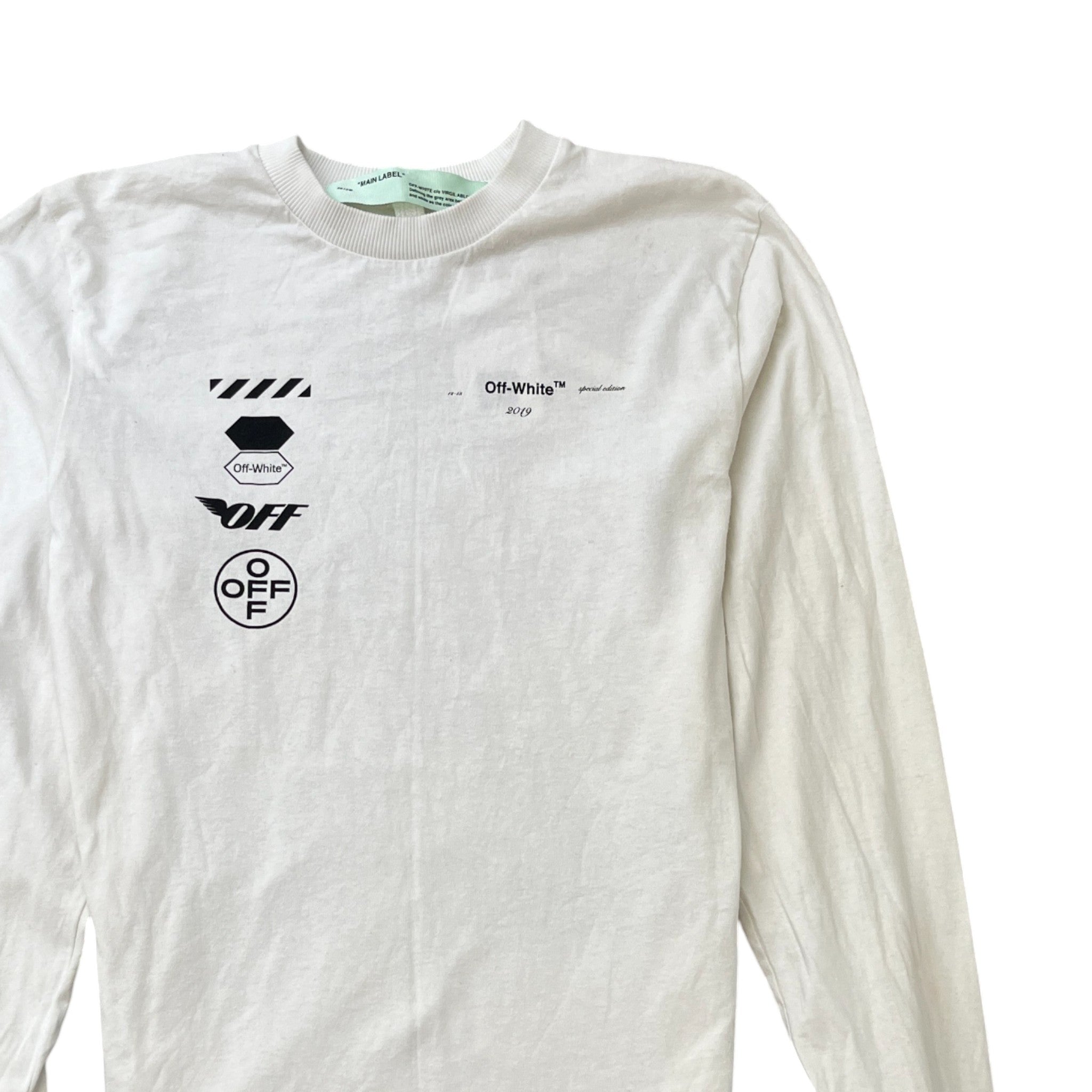 Men's Racing Arrow Long Sleeve T-Shirt White Size M