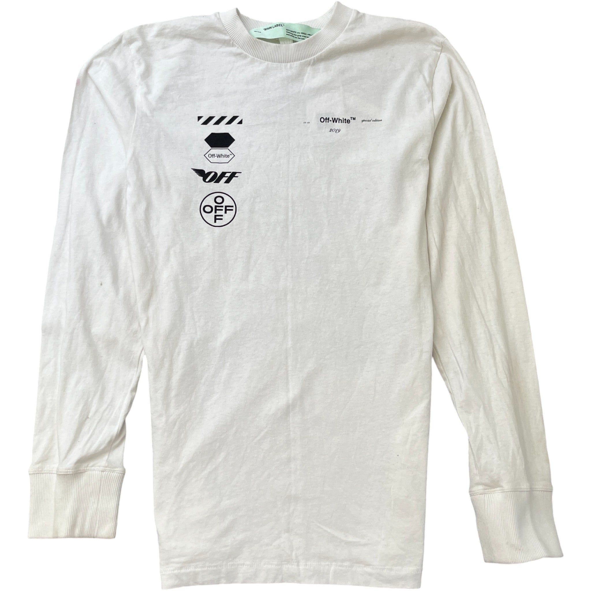 Men's Racing Arrow Long Sleeve T-Shirt White Size M