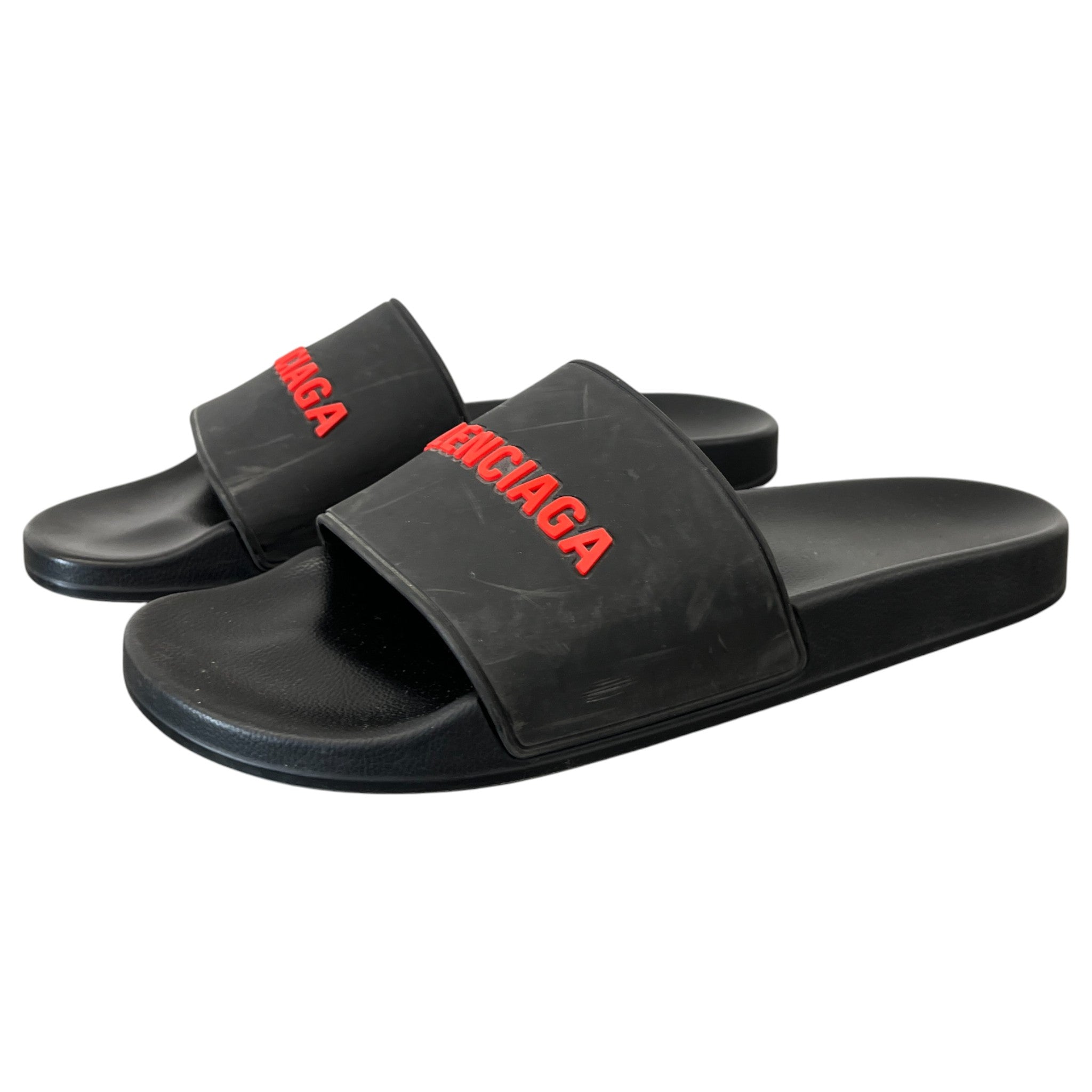 Men's Logo Embossed Slides Black Size EU 46 / UK 12