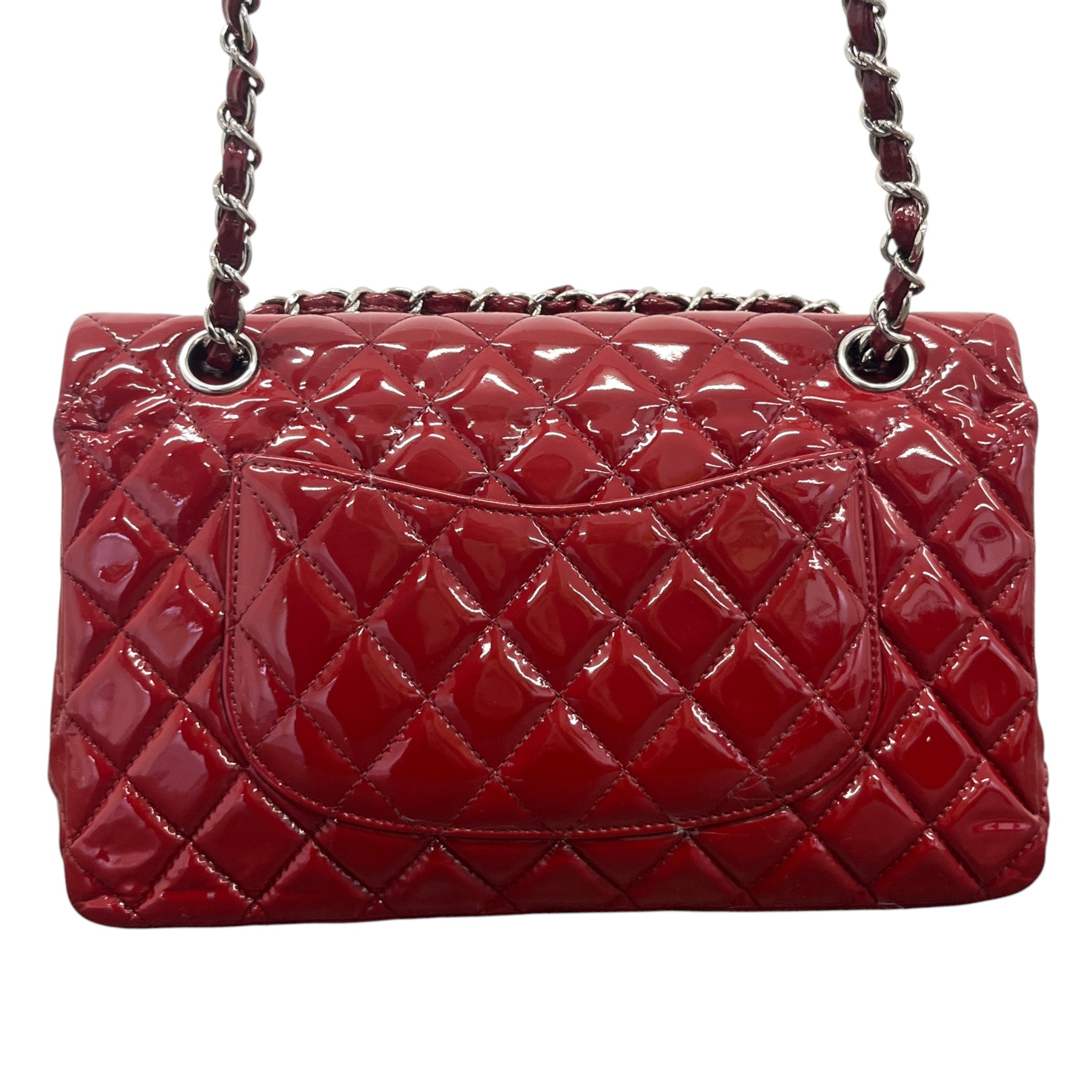Women's Classic Double Flap Medium Patent Handbag Burgundy
