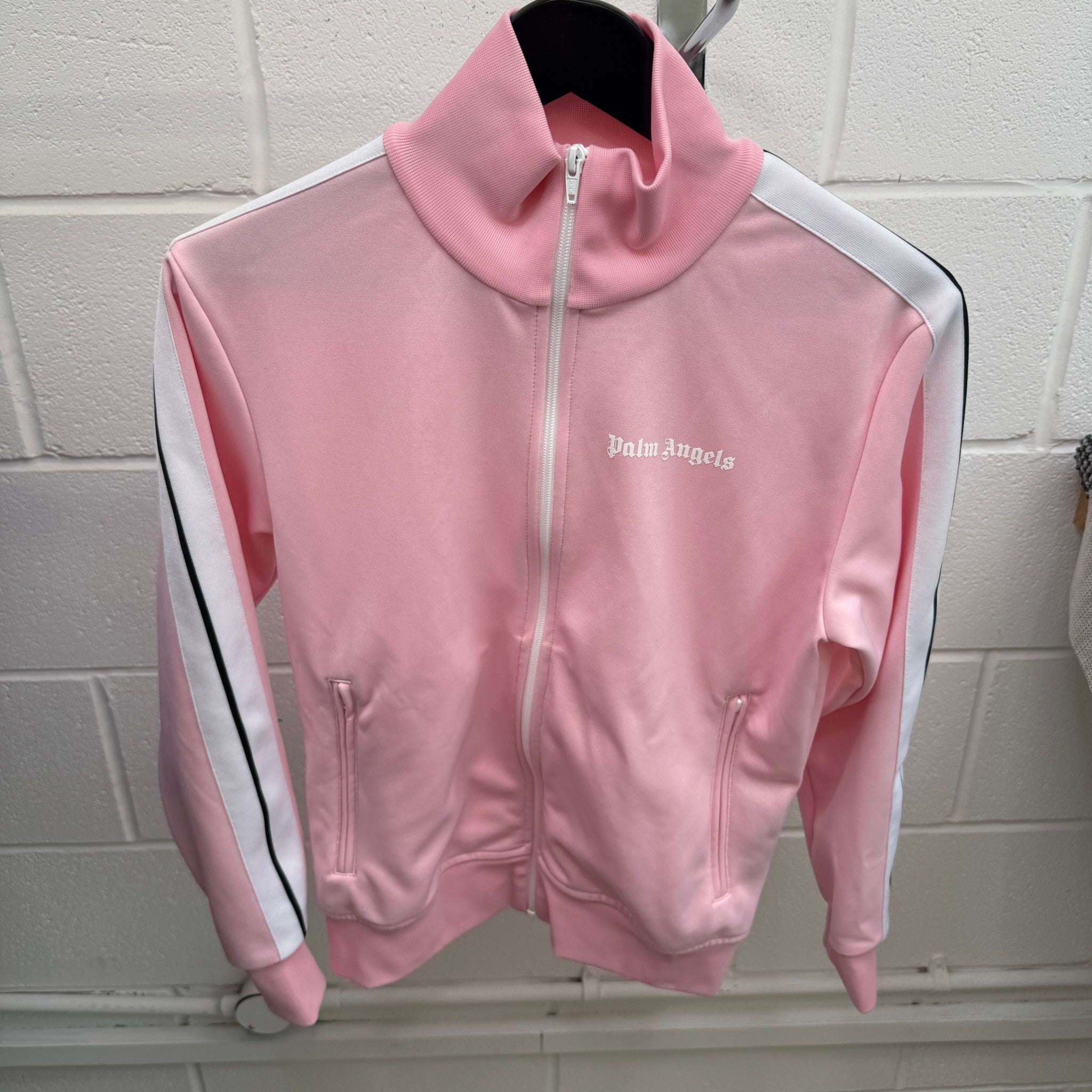 Men's Stripe Logo Track Jacket Pink Size S
