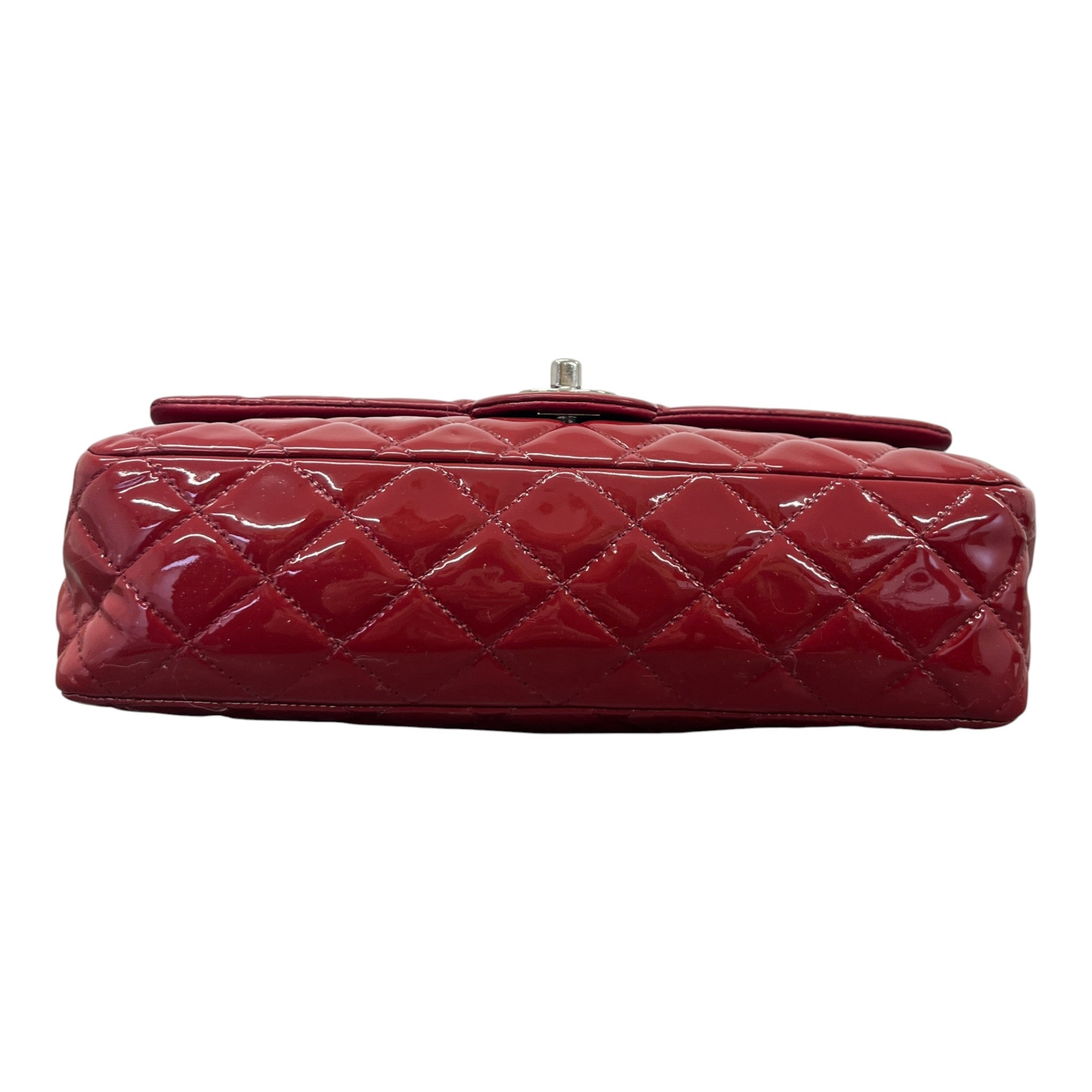 Women's Classic Double Flap Medium Patent Handbag Burgundy