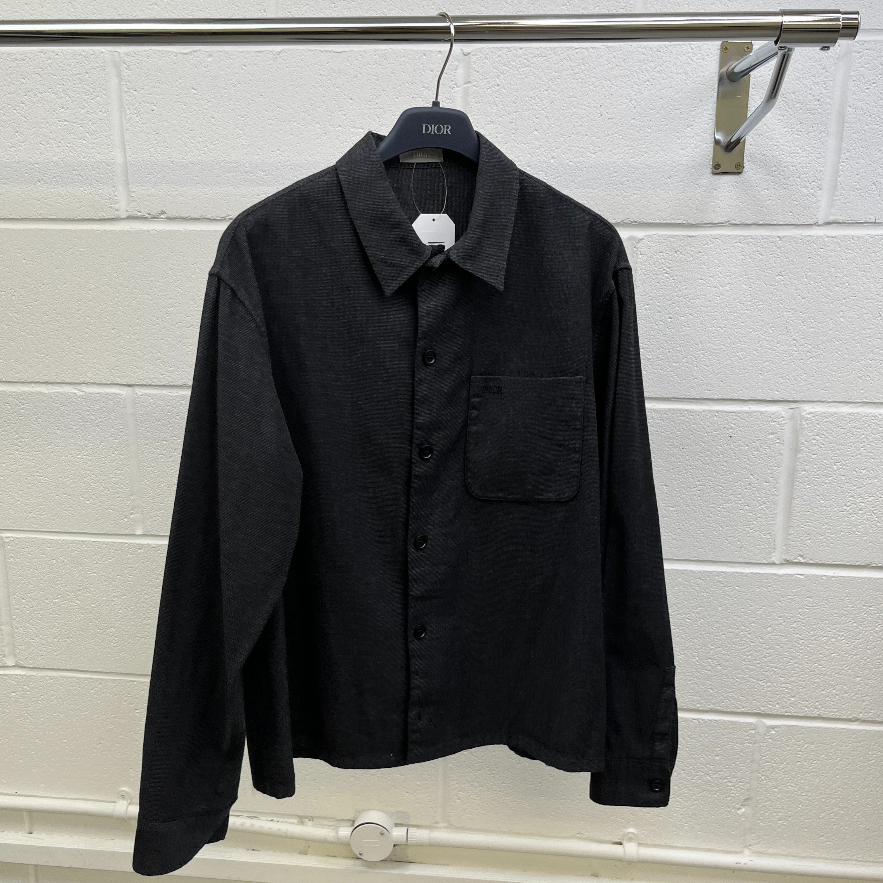 Men's Embroidered Logo Pocket Long Sleeve Shirt Navy Size IT 46 / UK S