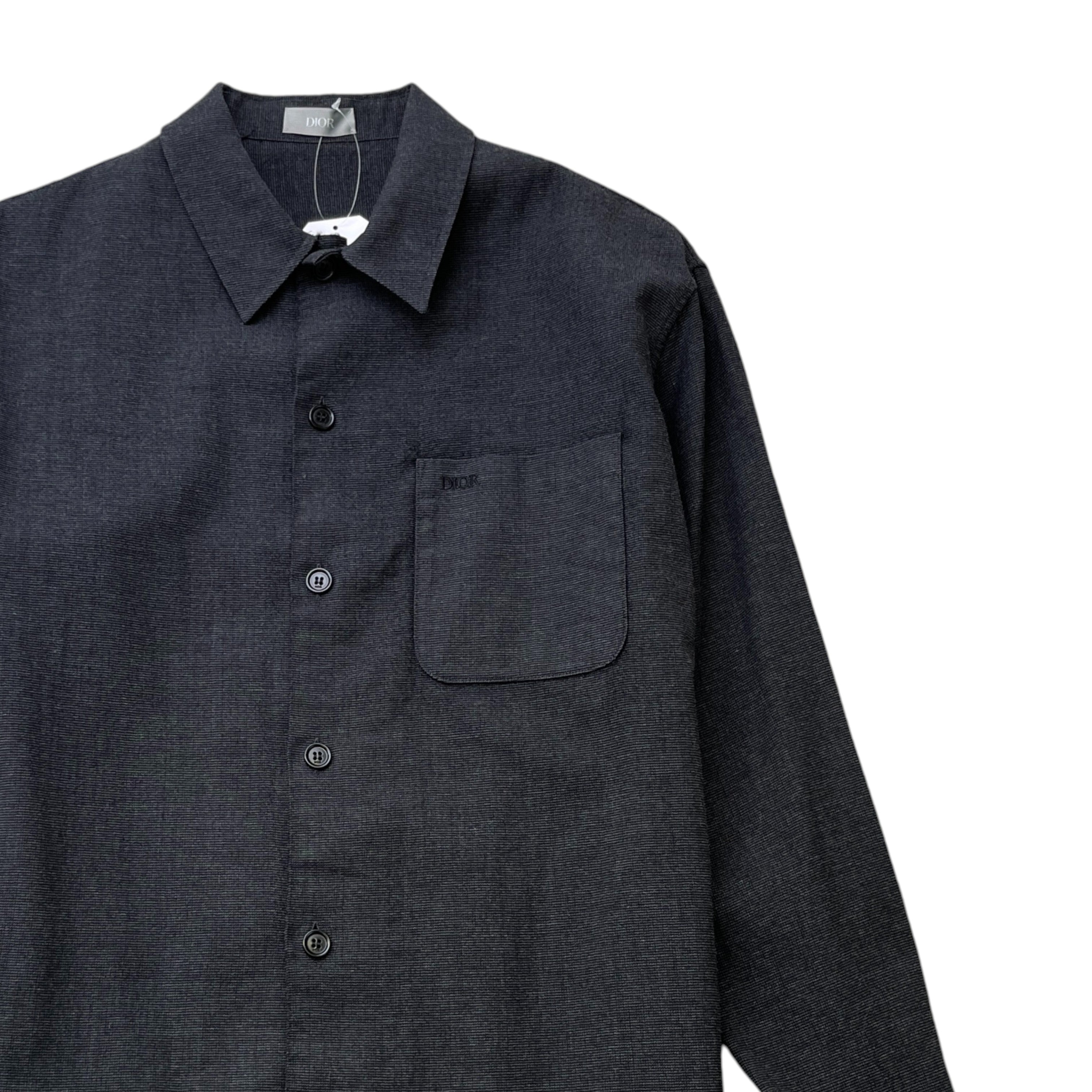 Men's Embroidered Logo Pocket Long Sleeve Shirt Navy Size IT 46 / UK S