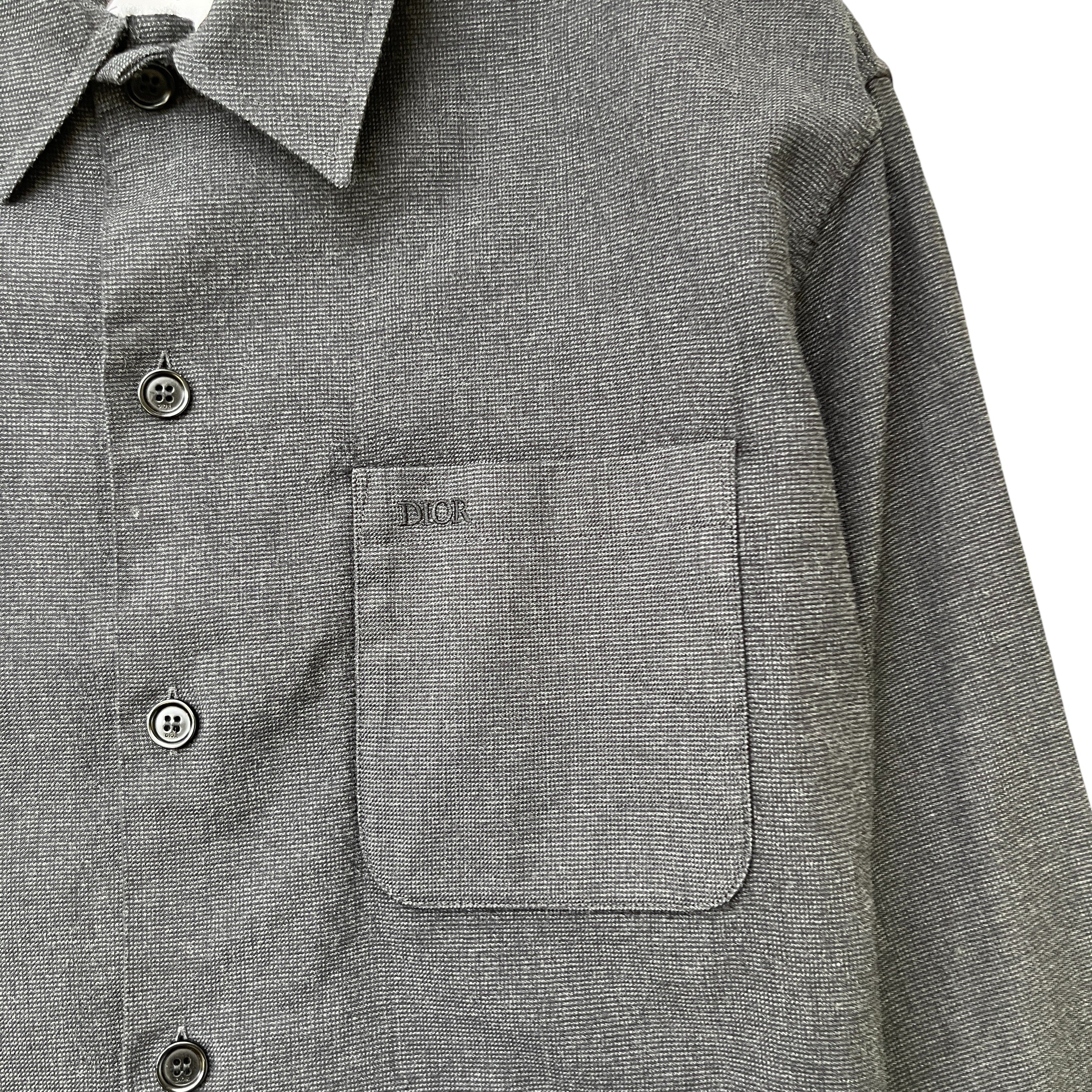 Men's Embroidered Logo Pocket Long Sleeve Shirt Navy Size IT 46 / UK S