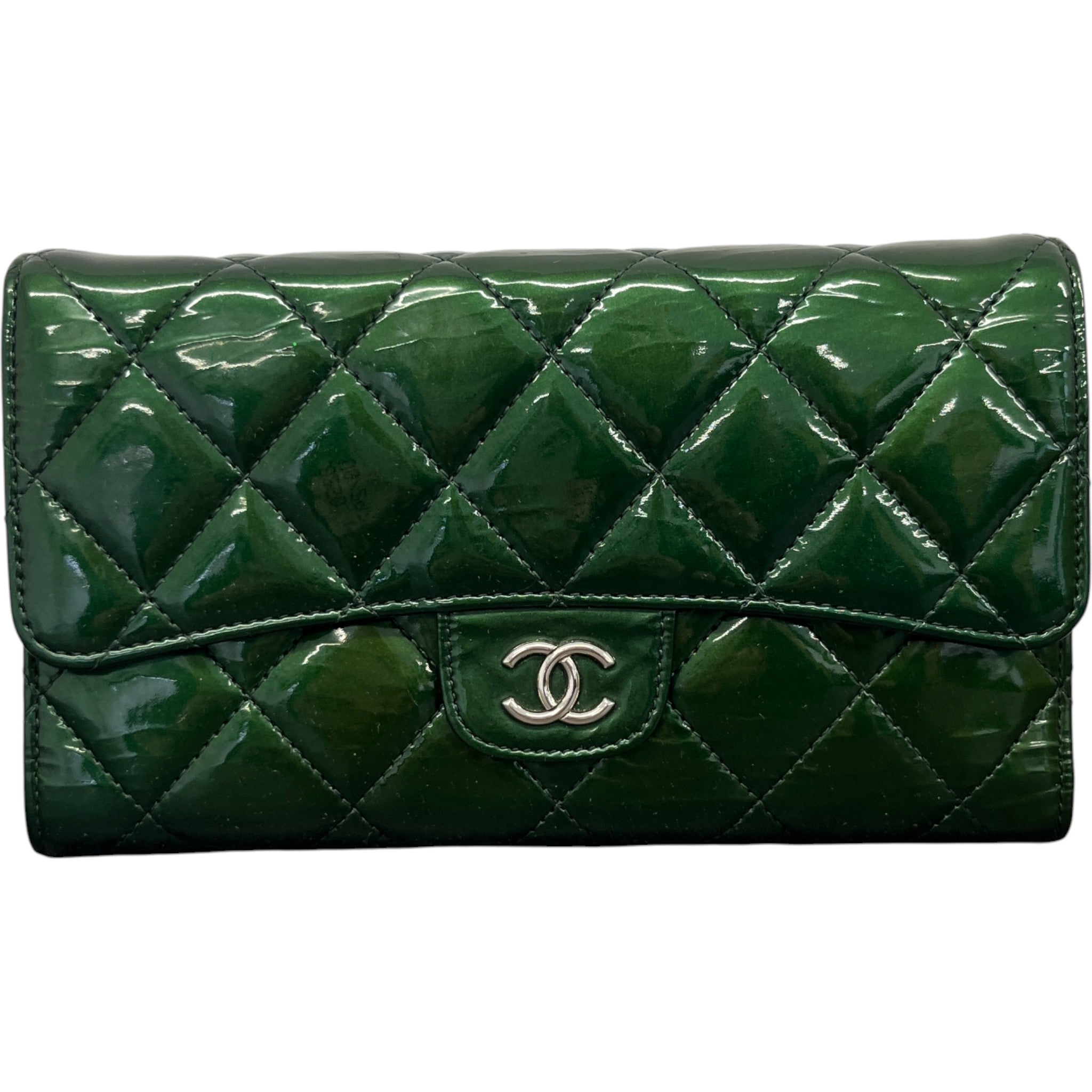 Women's Quilted Classic Flap Emerald Purse Green