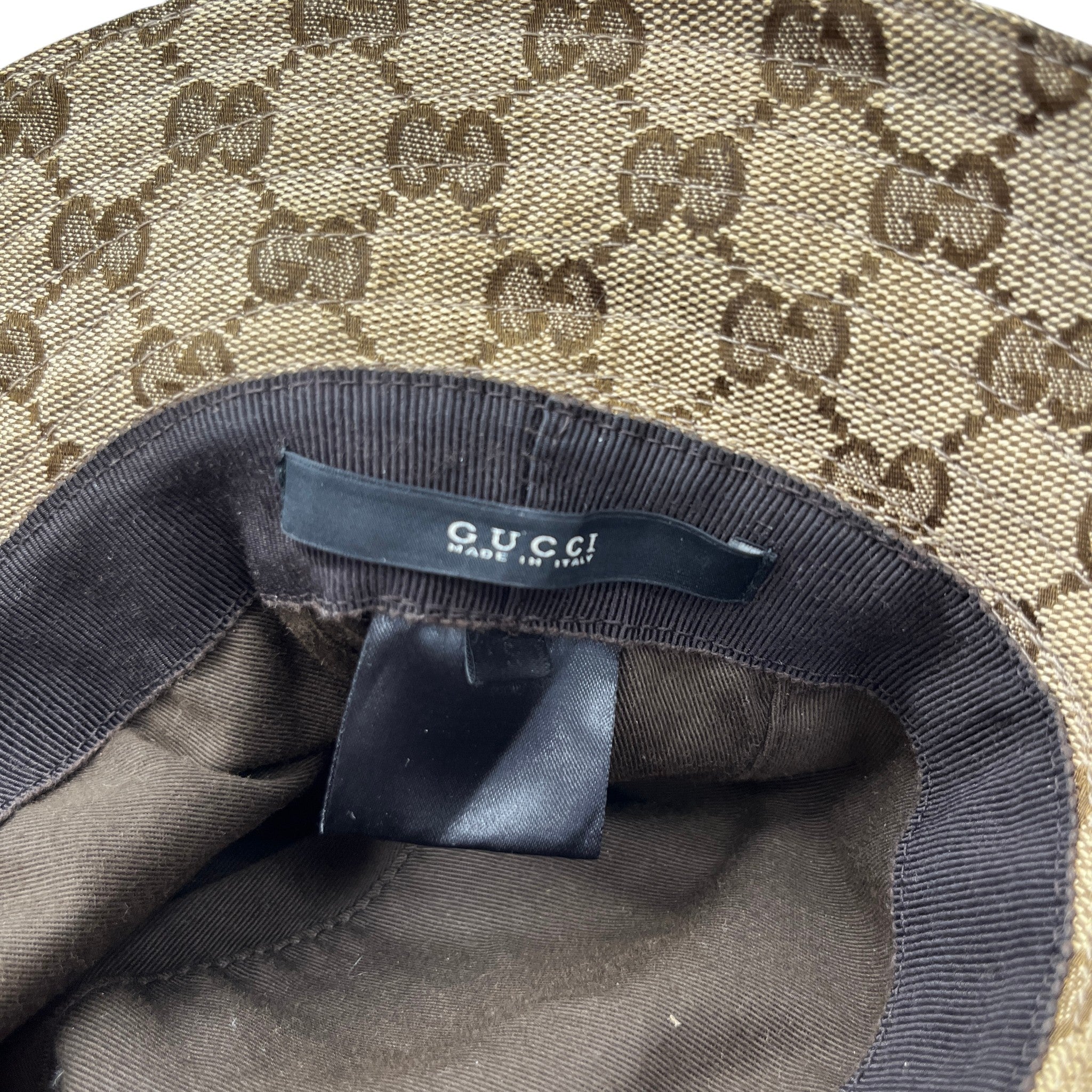 Men's Gg Supreme Web Stripe Bucket Hat Beige Size S