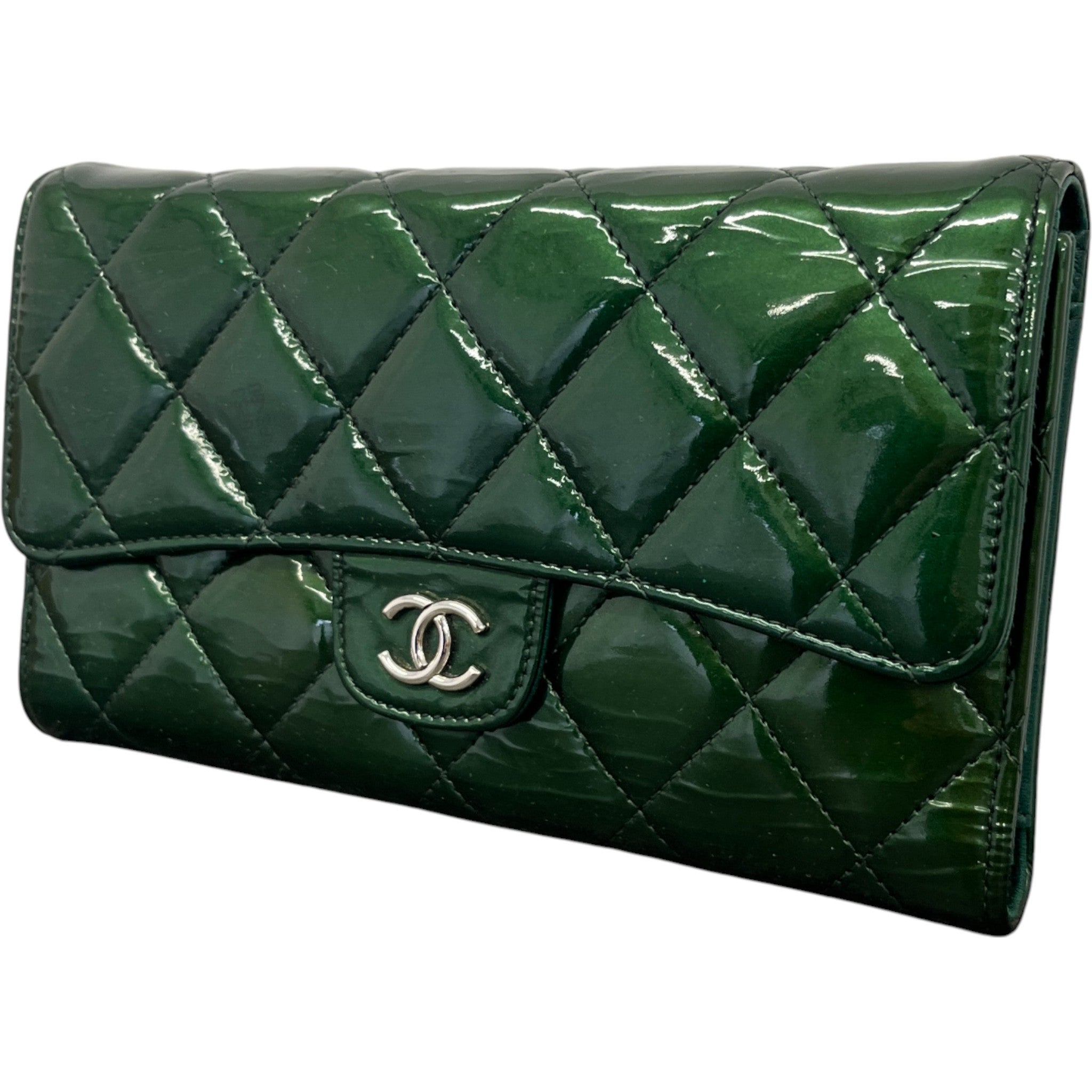 Women's Quilted Classic Flap Emerald Purse Green