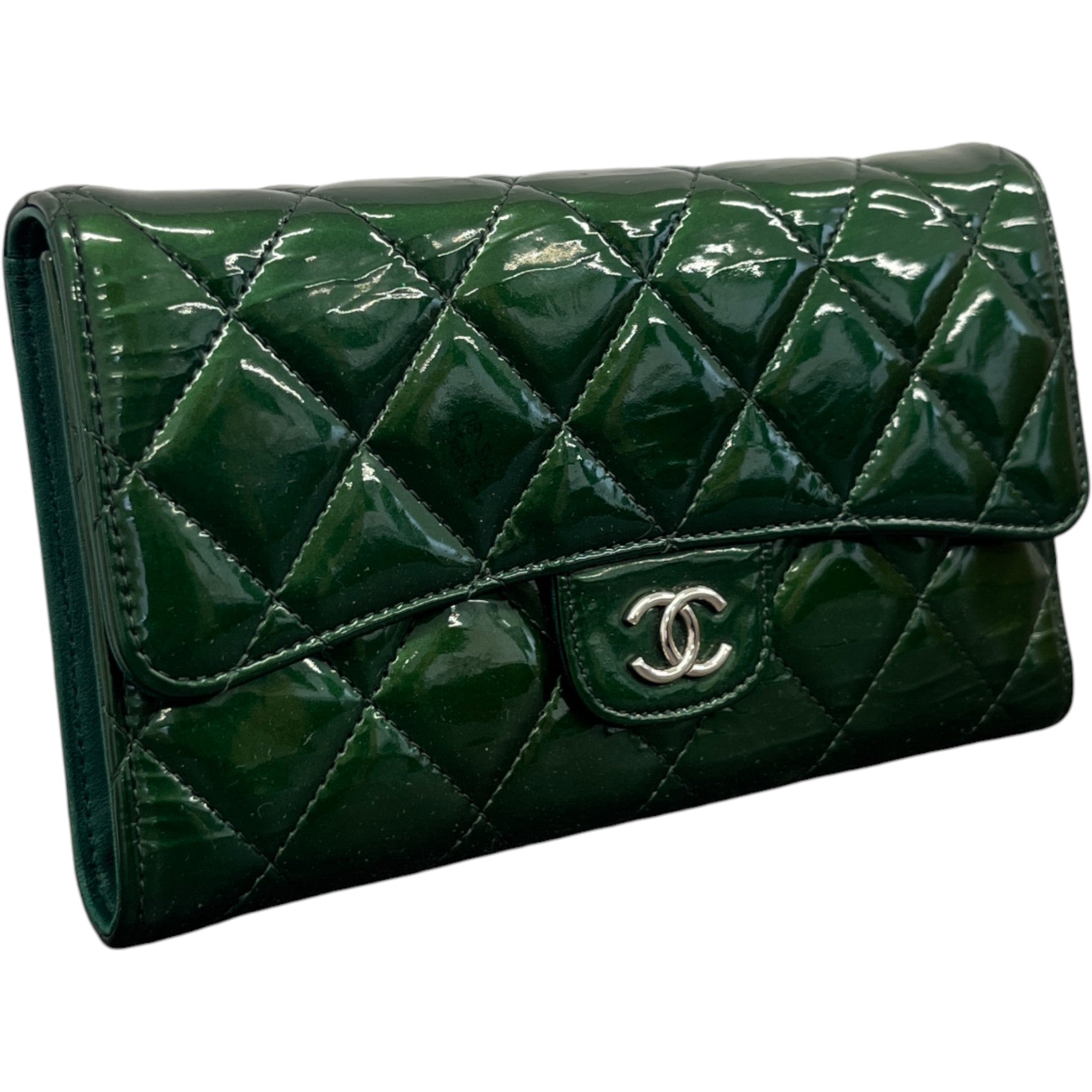 Women's Quilted Classic Flap Emerald Purse Green