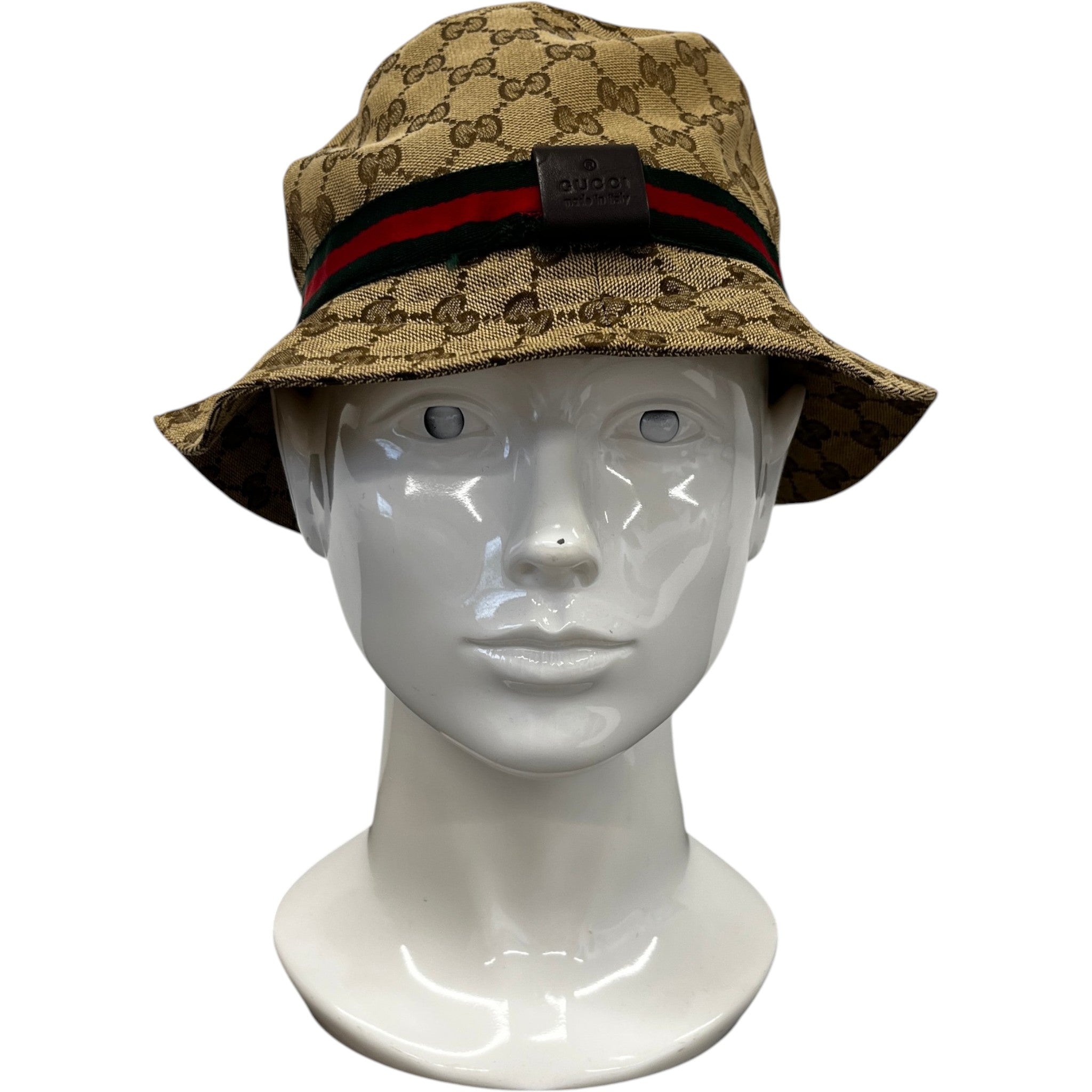 Men's Gg Supreme Web Stripe Bucket Hat Beige Size S