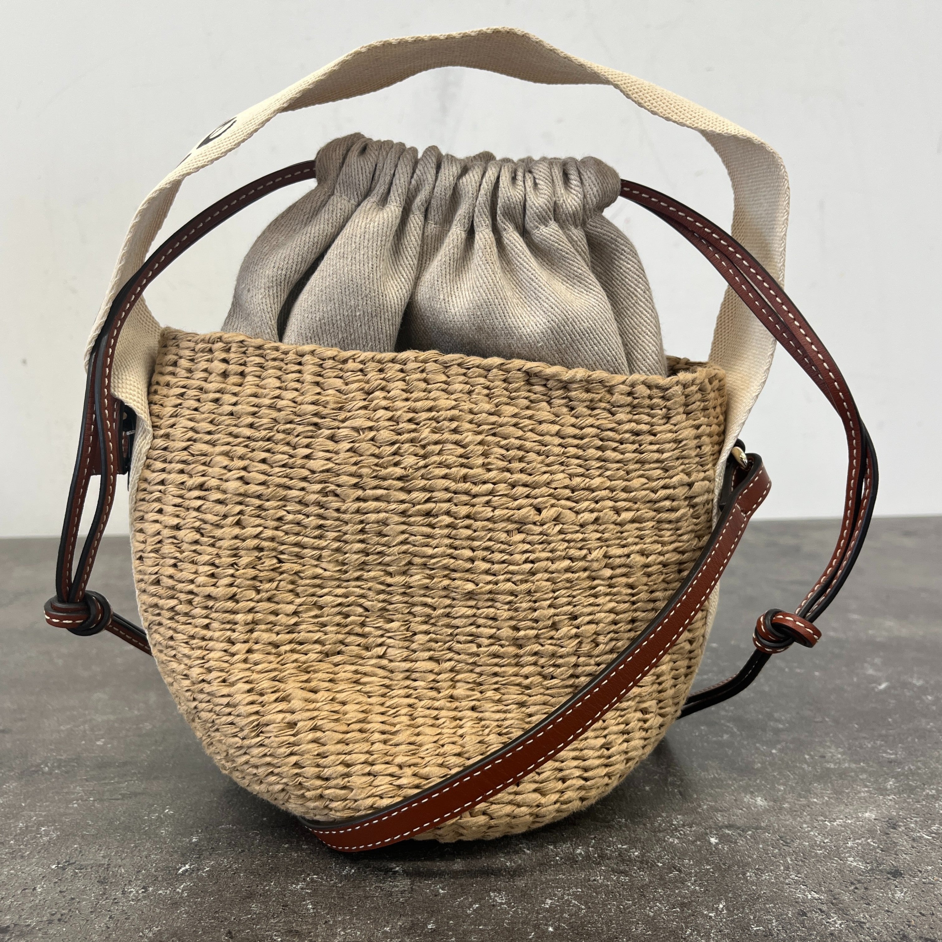 Women's Small Woody Basket Bag Beige