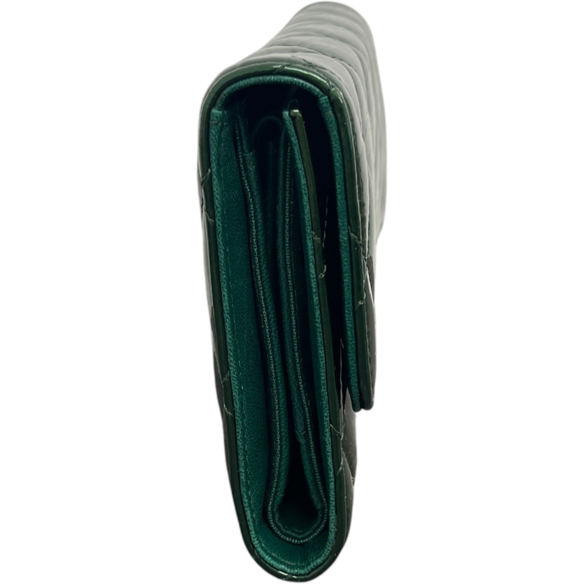 Women's Quilted Classic Flap Emerald Purse Green