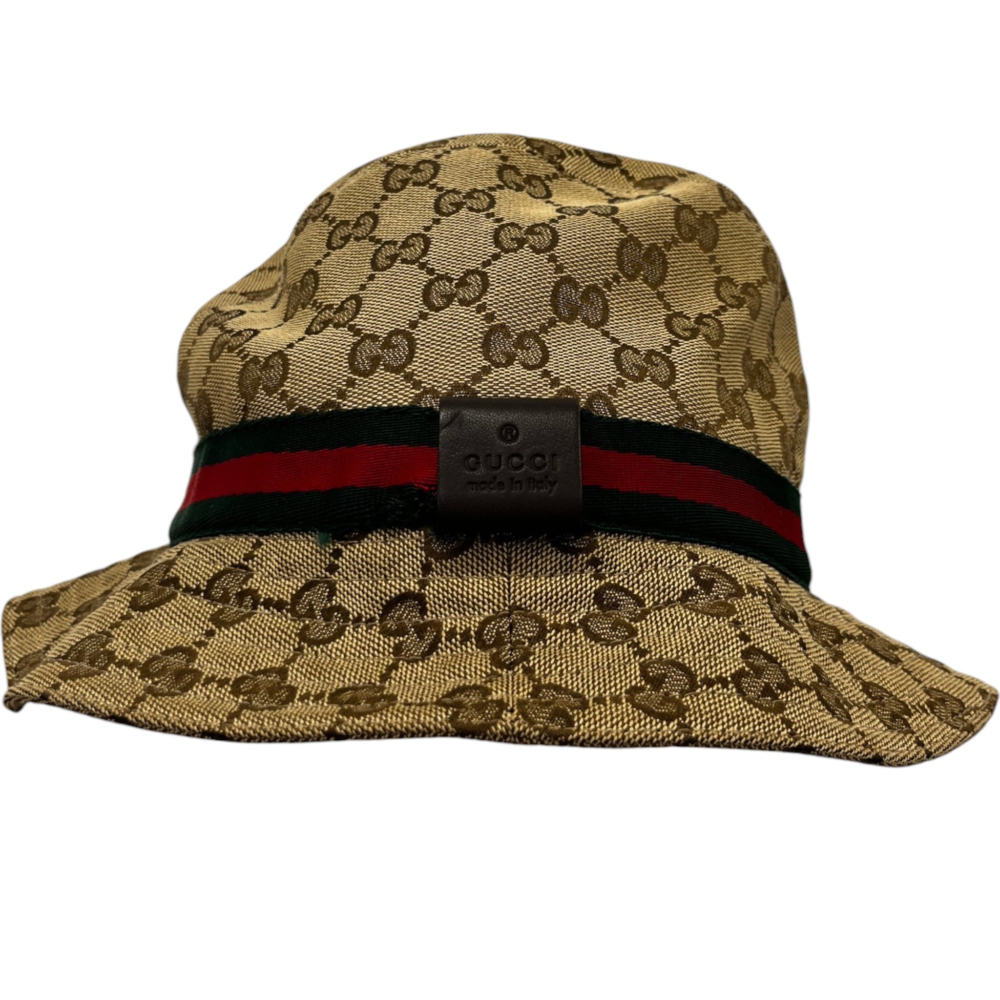 Men's Gg Supreme Web Stripe Bucket Hat Beige Size S