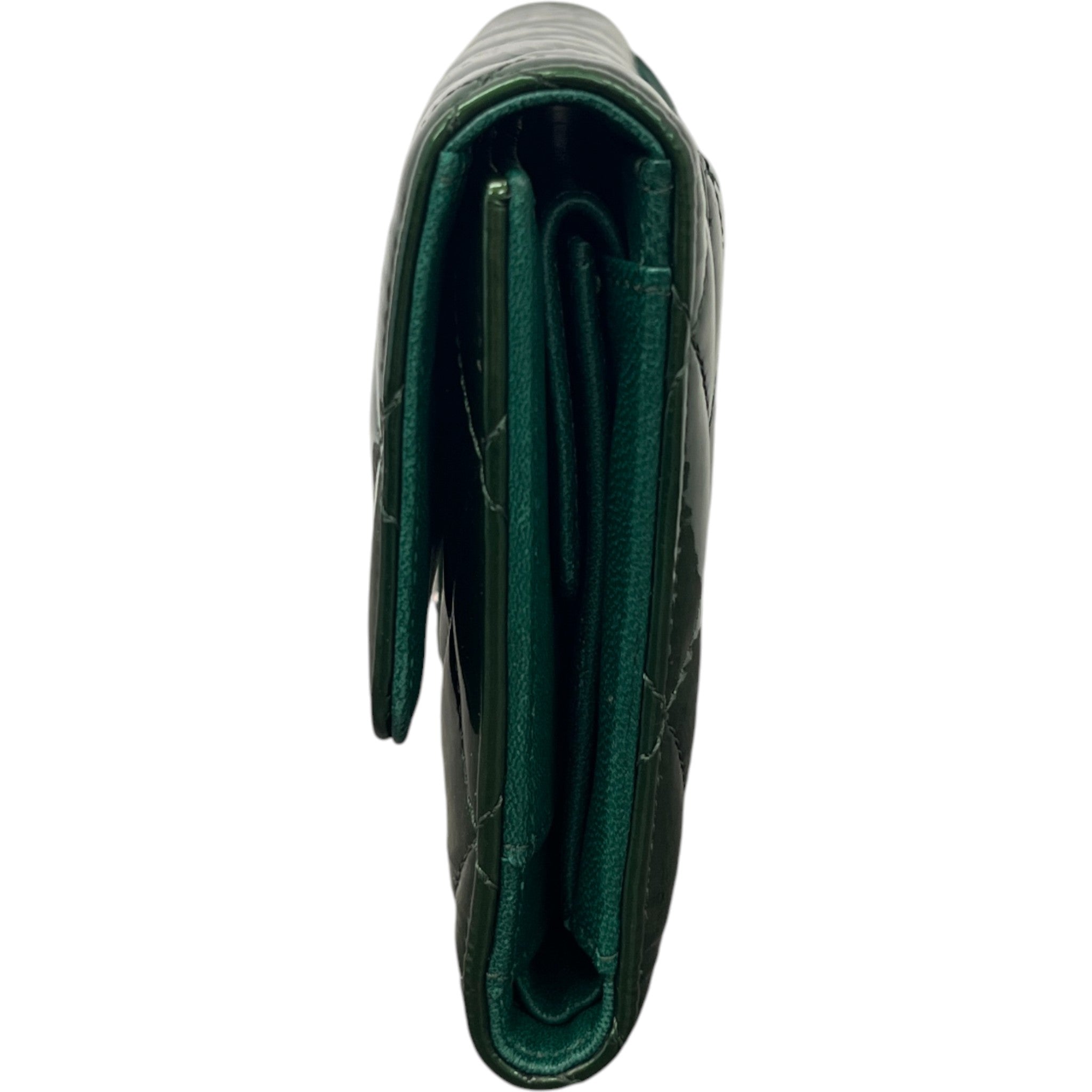 Women's Quilted Classic Flap Emerald Purse Green