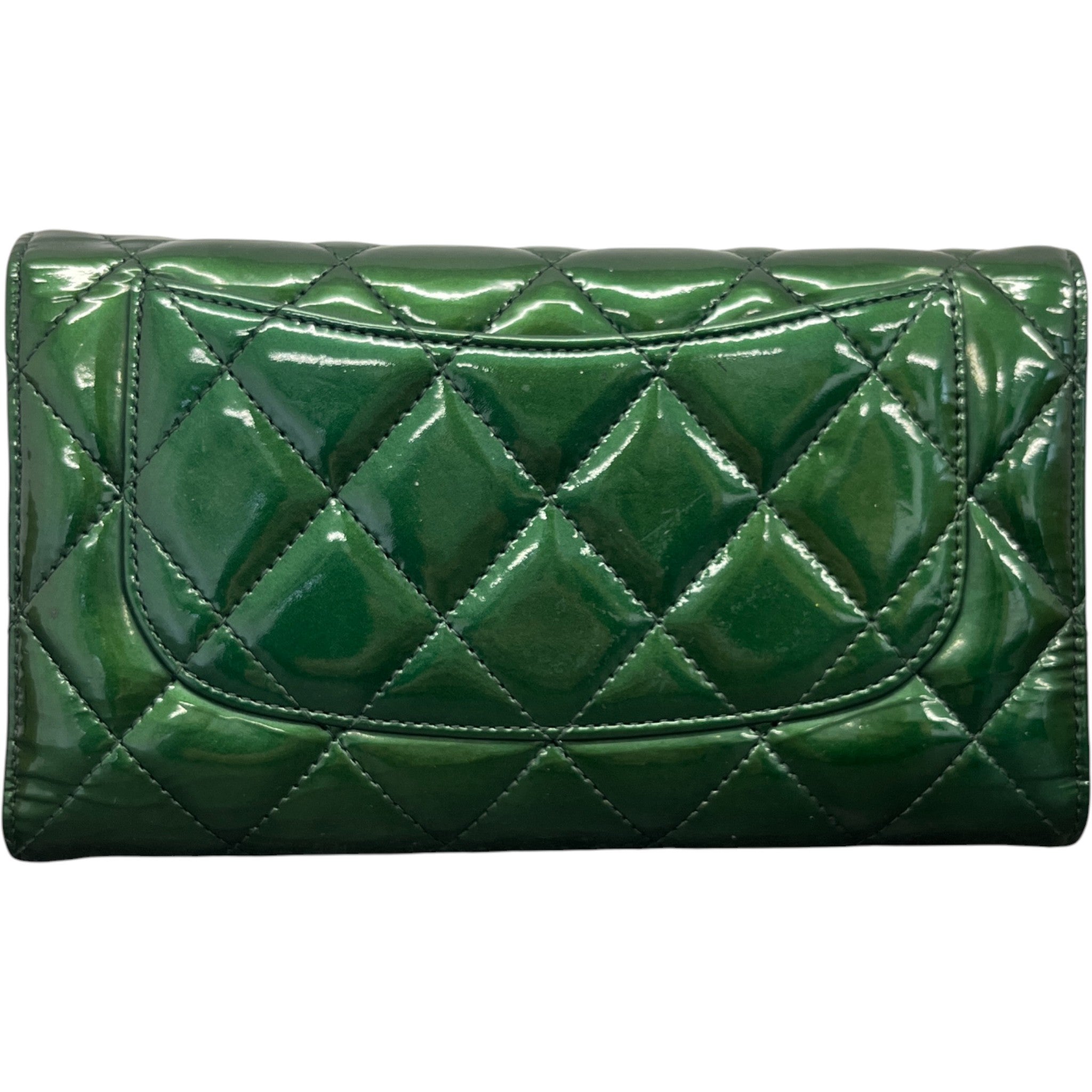 Women's Quilted Classic Flap Emerald Purse Green