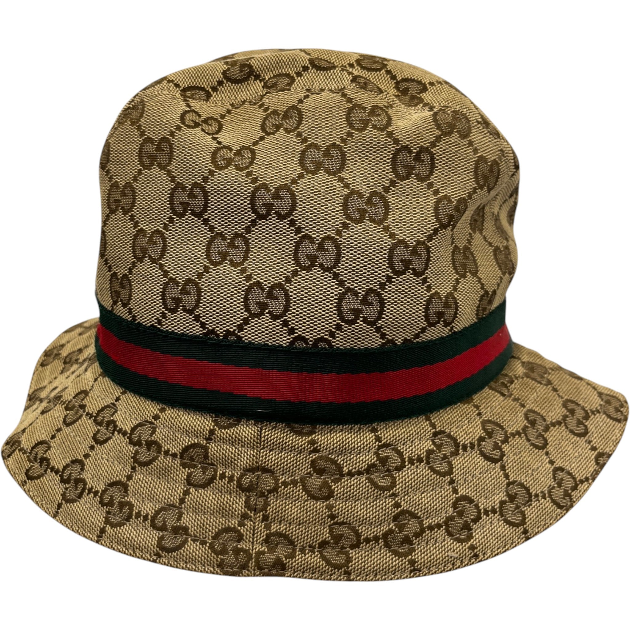 Men's Gg Supreme Web Stripe Bucket Hat Beige Size S