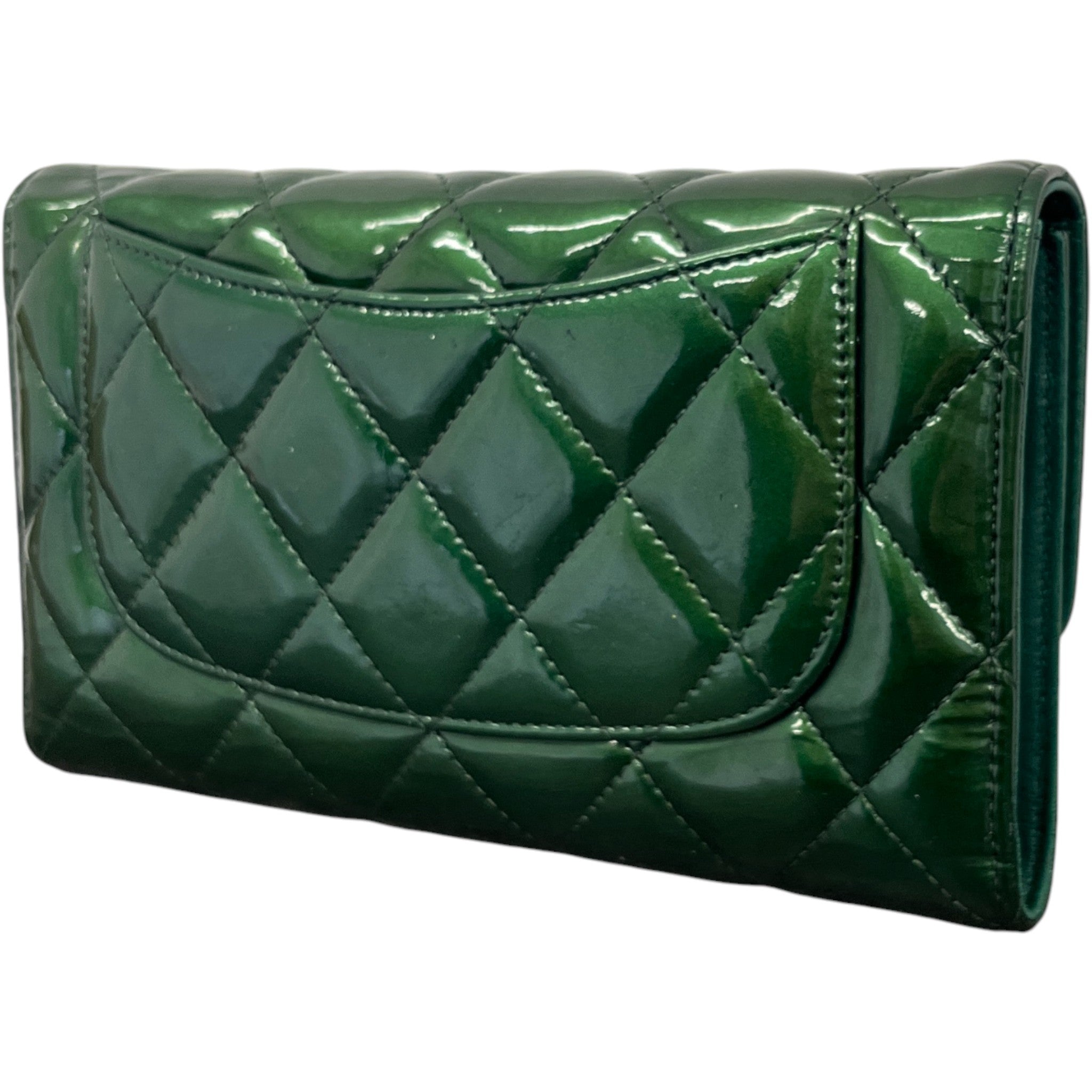 Women's Quilted Classic Flap Emerald Purse Green