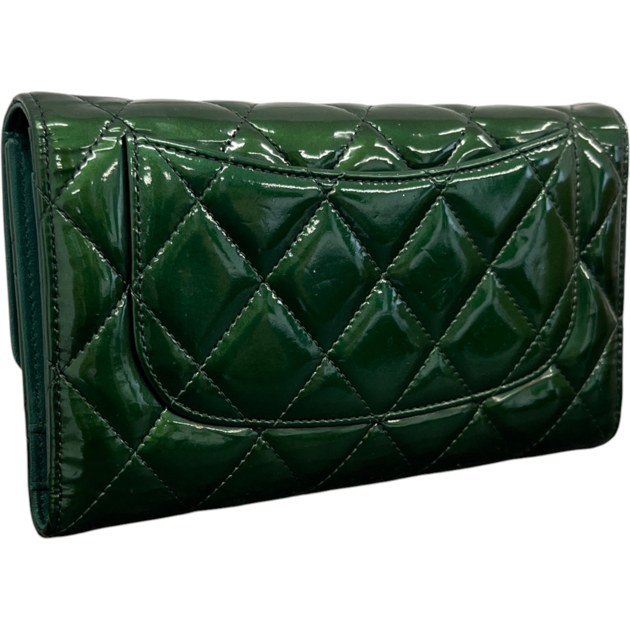 Women's Quilted Classic Flap Emerald Purse Green