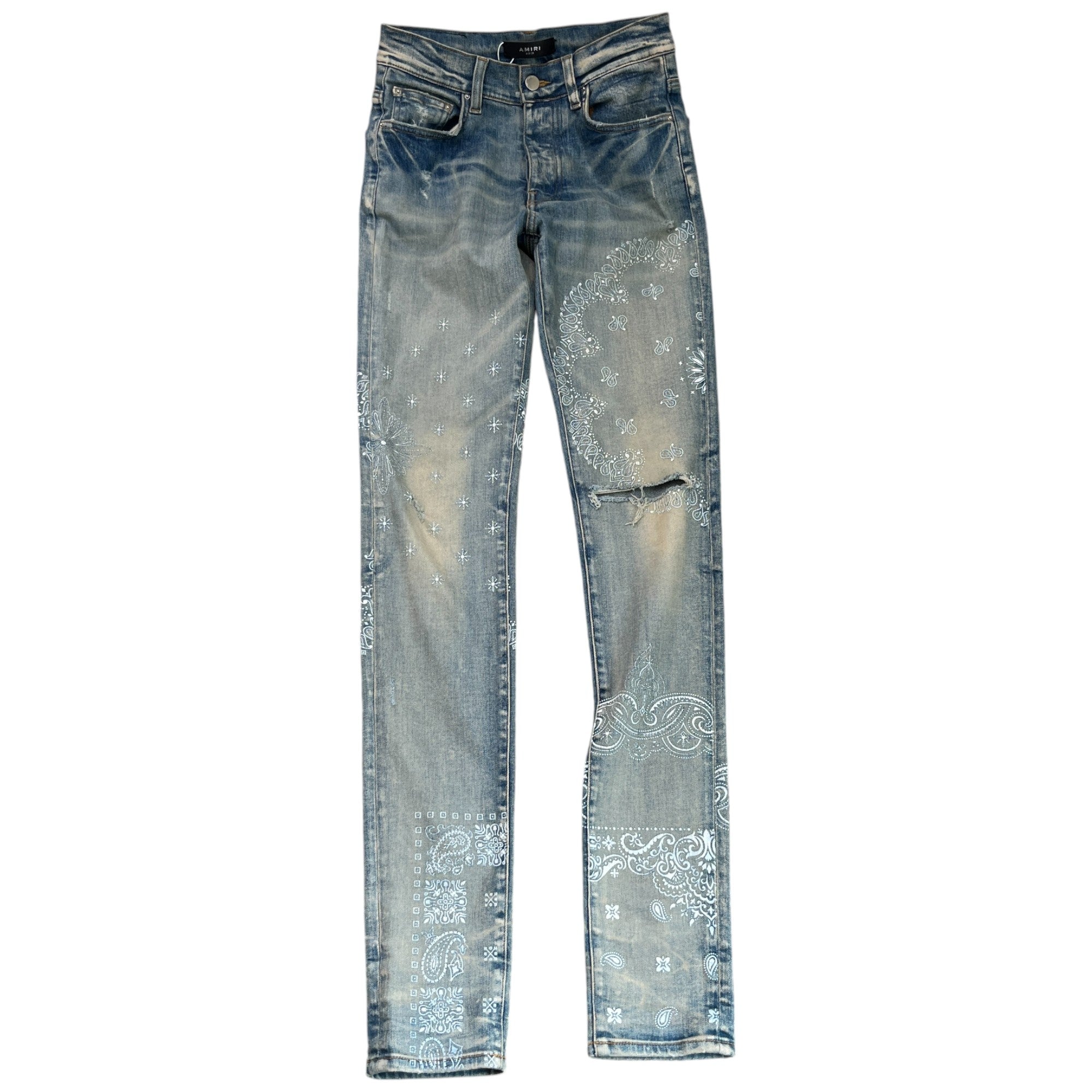 Men's Bandana Print Jeans Blue Size Waist 28"