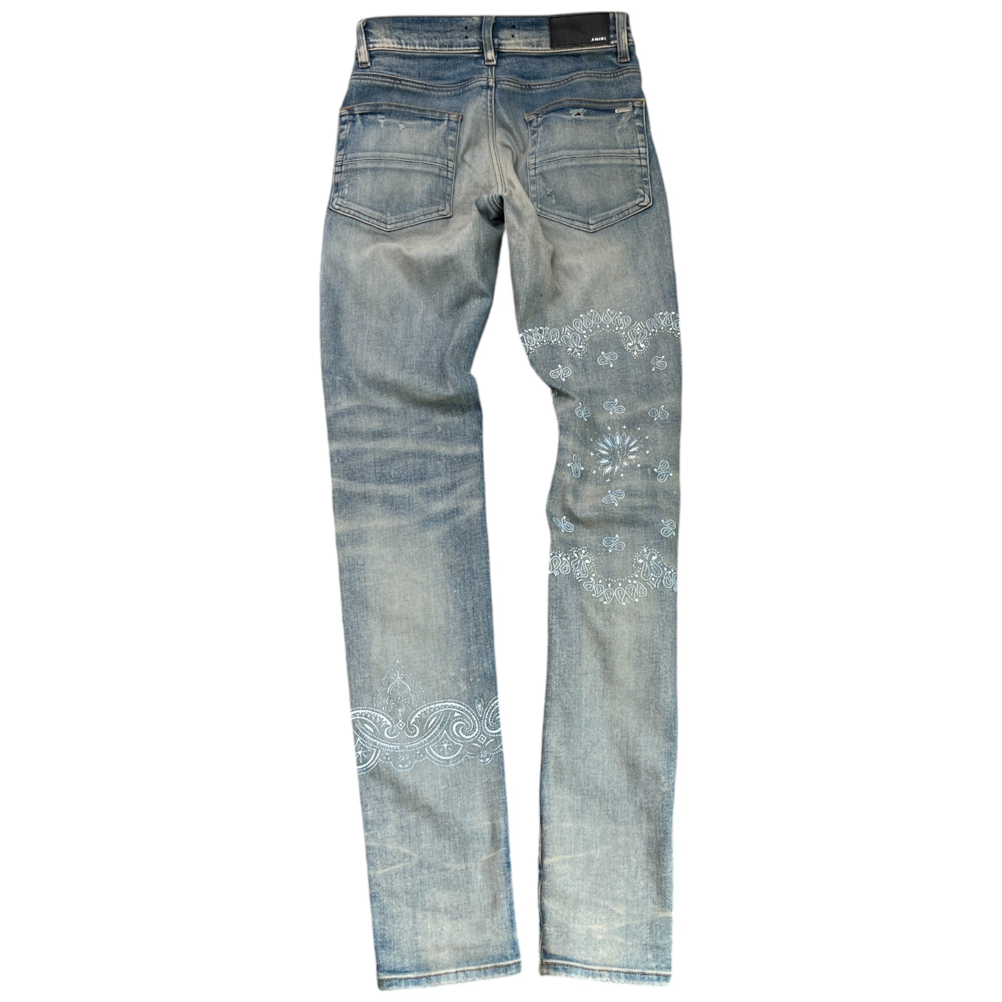 Men's Bandana Print Jeans Blue Size Waist 28"