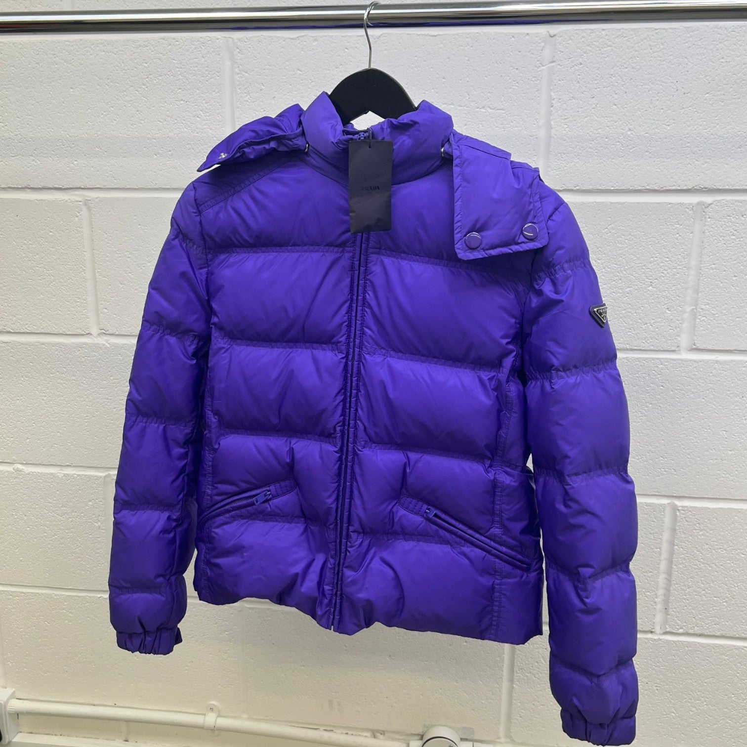 Women's Plaque Logo Down Jacket Purple Size IT 42 / UK 10