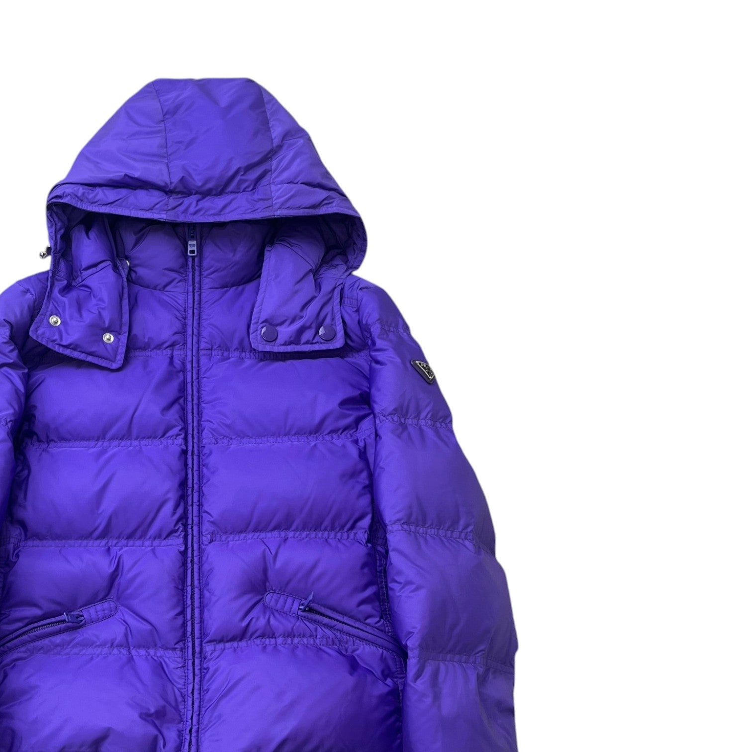 Women's Plaque Logo Down Jacket Purple Size IT 42 / UK 10