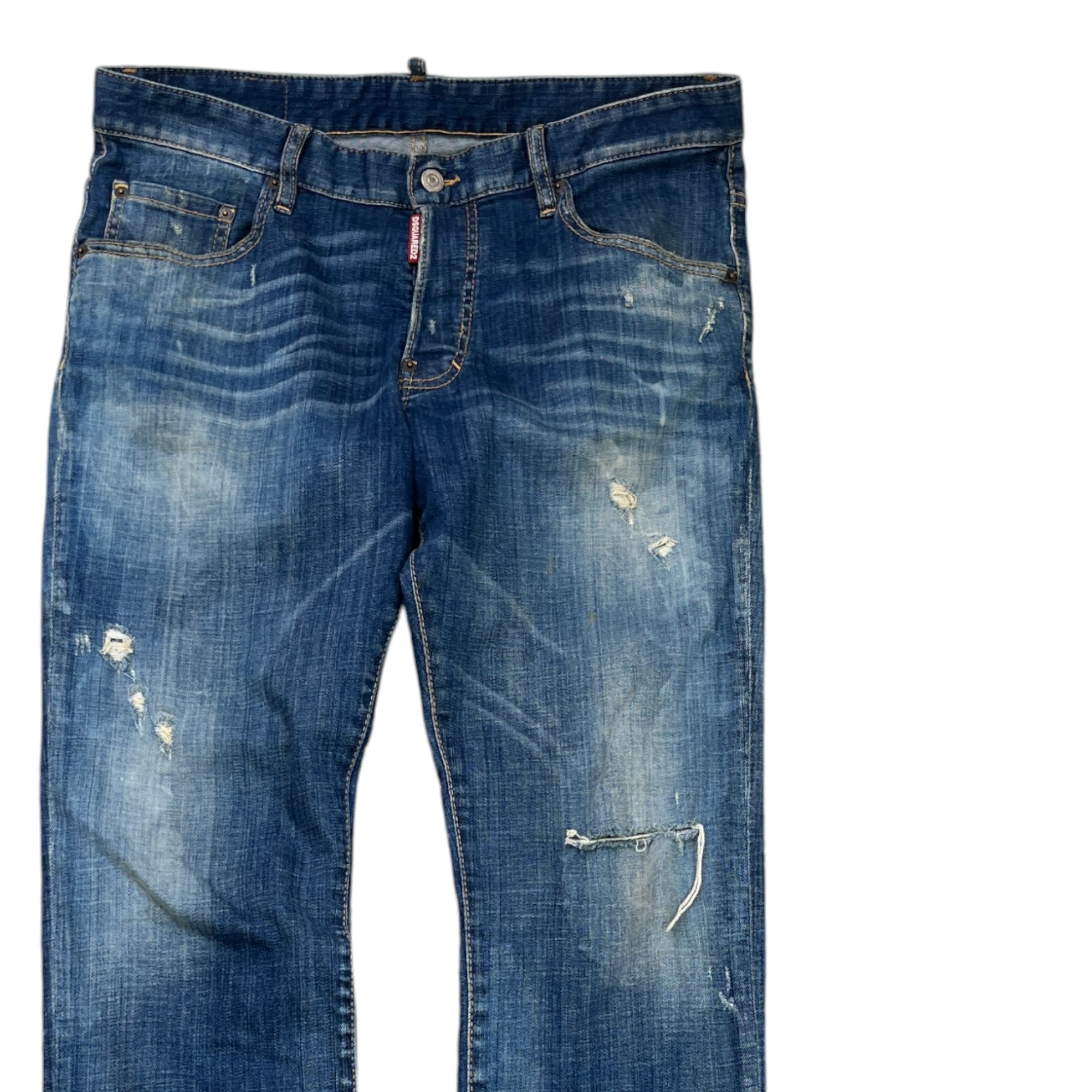 Men's Distressed Slim Fit Jeans Blue Size IT 50 / UK 34