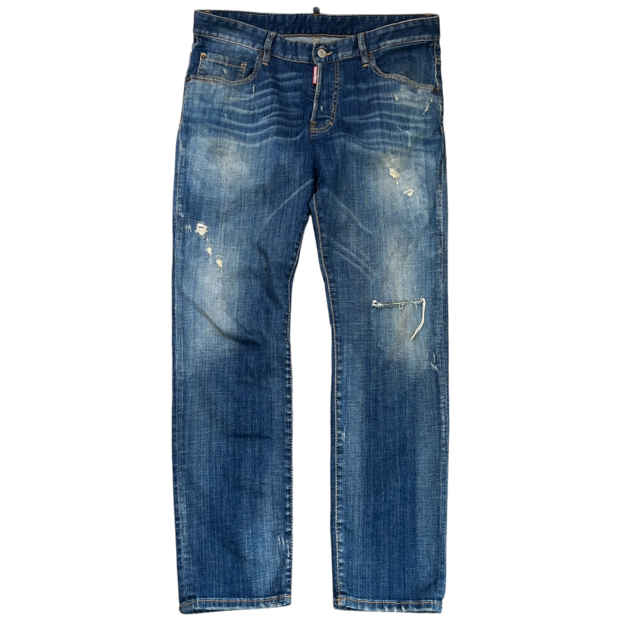 Men's Distressed Slim Fit Jeans Blue Size IT 50 / UK 34