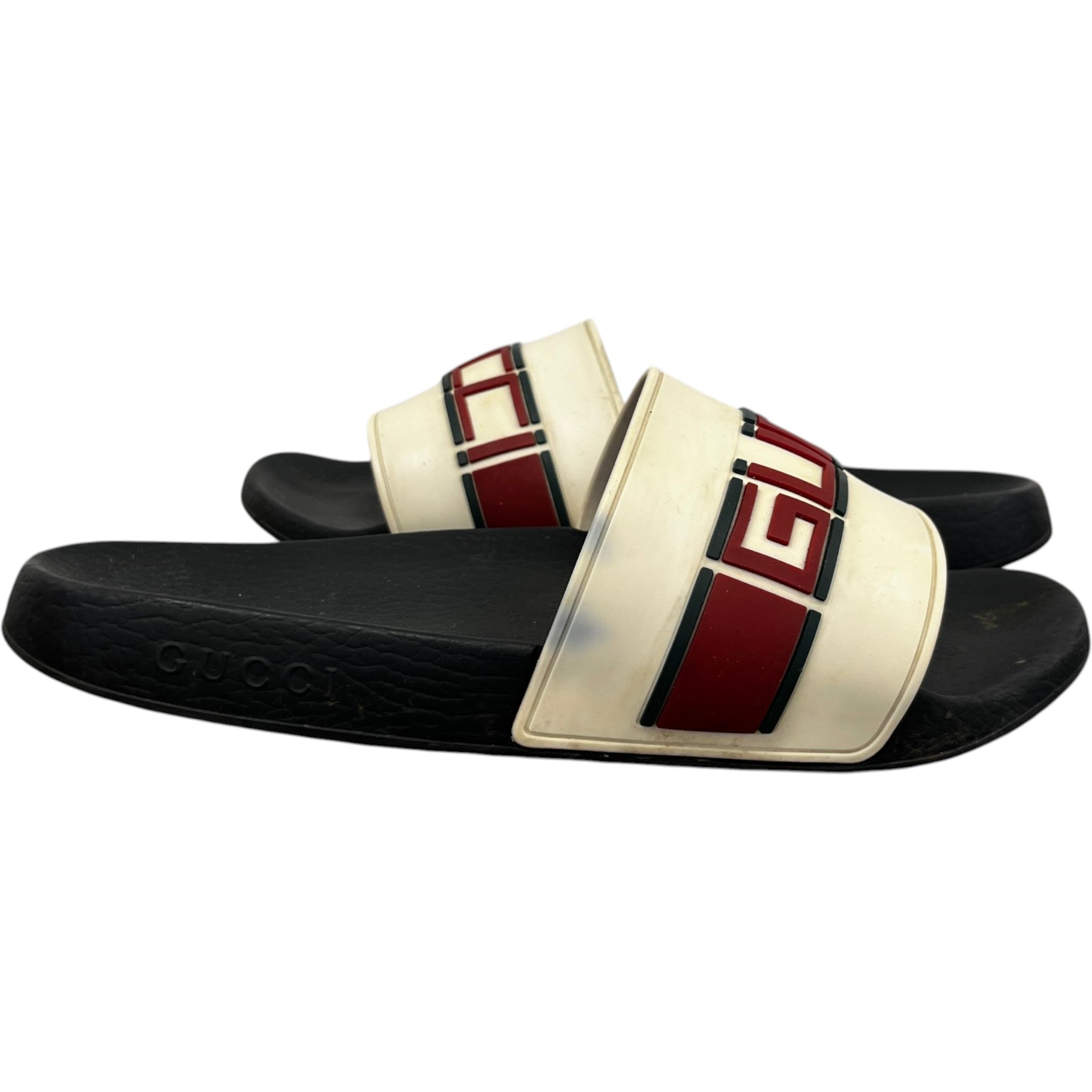 Men's Web Stripe Slides Black Size EU 44 / UK 10