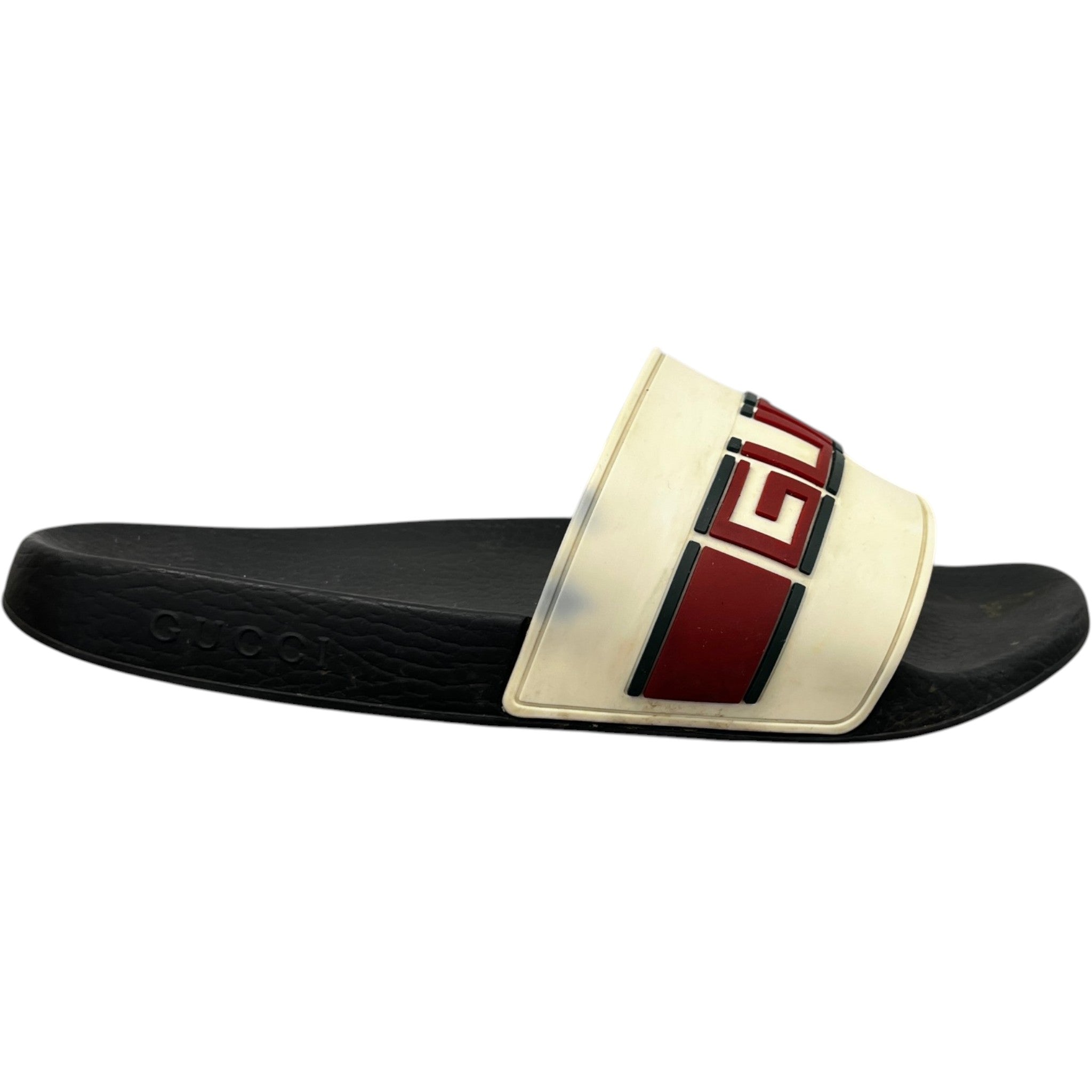 Men's Web Stripe Slides Black Size EU 44 / UK 10