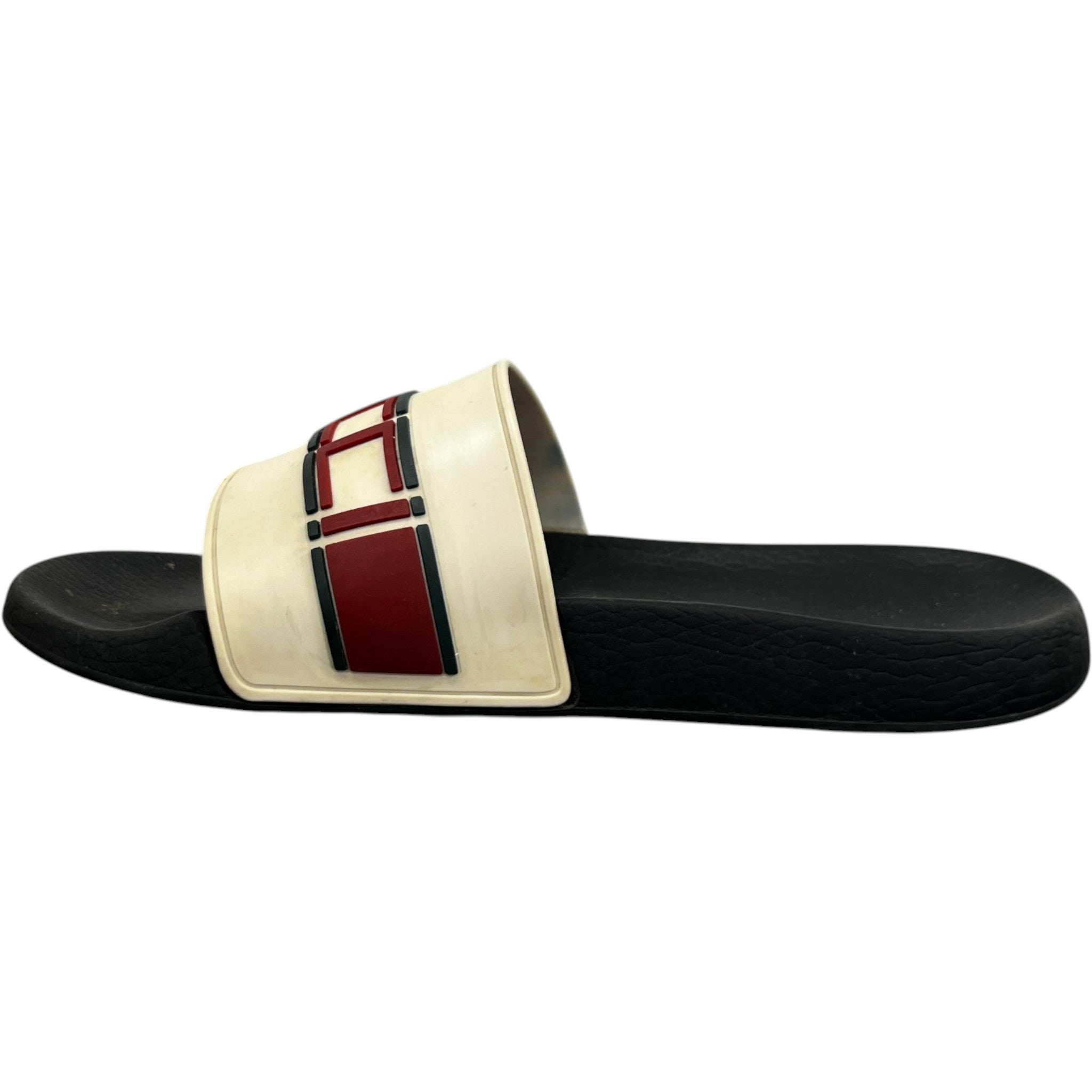Men's Web Stripe Slides Black Size EU 44 / UK 10